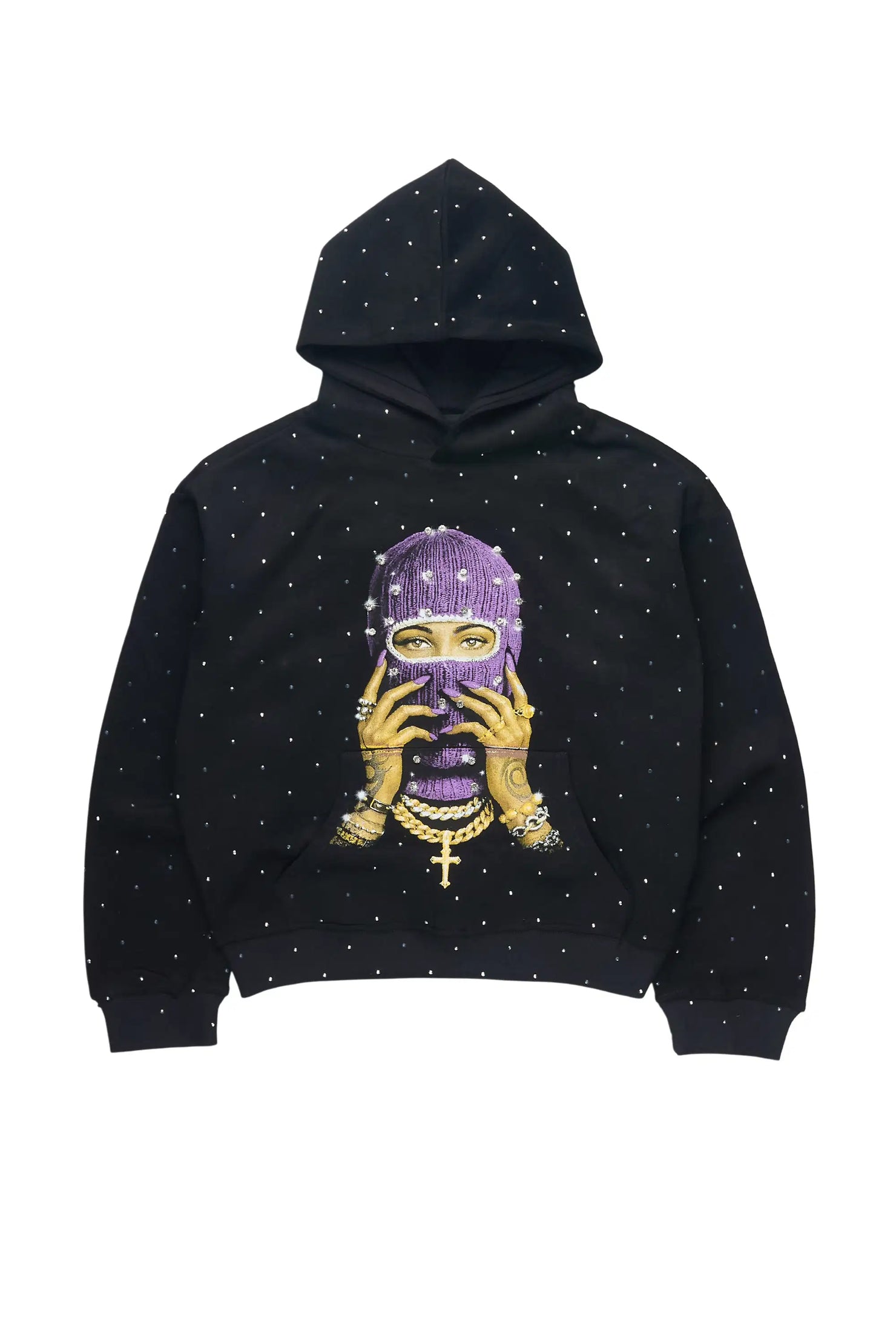 Girls Jayla Black Rhinestone Hoodie