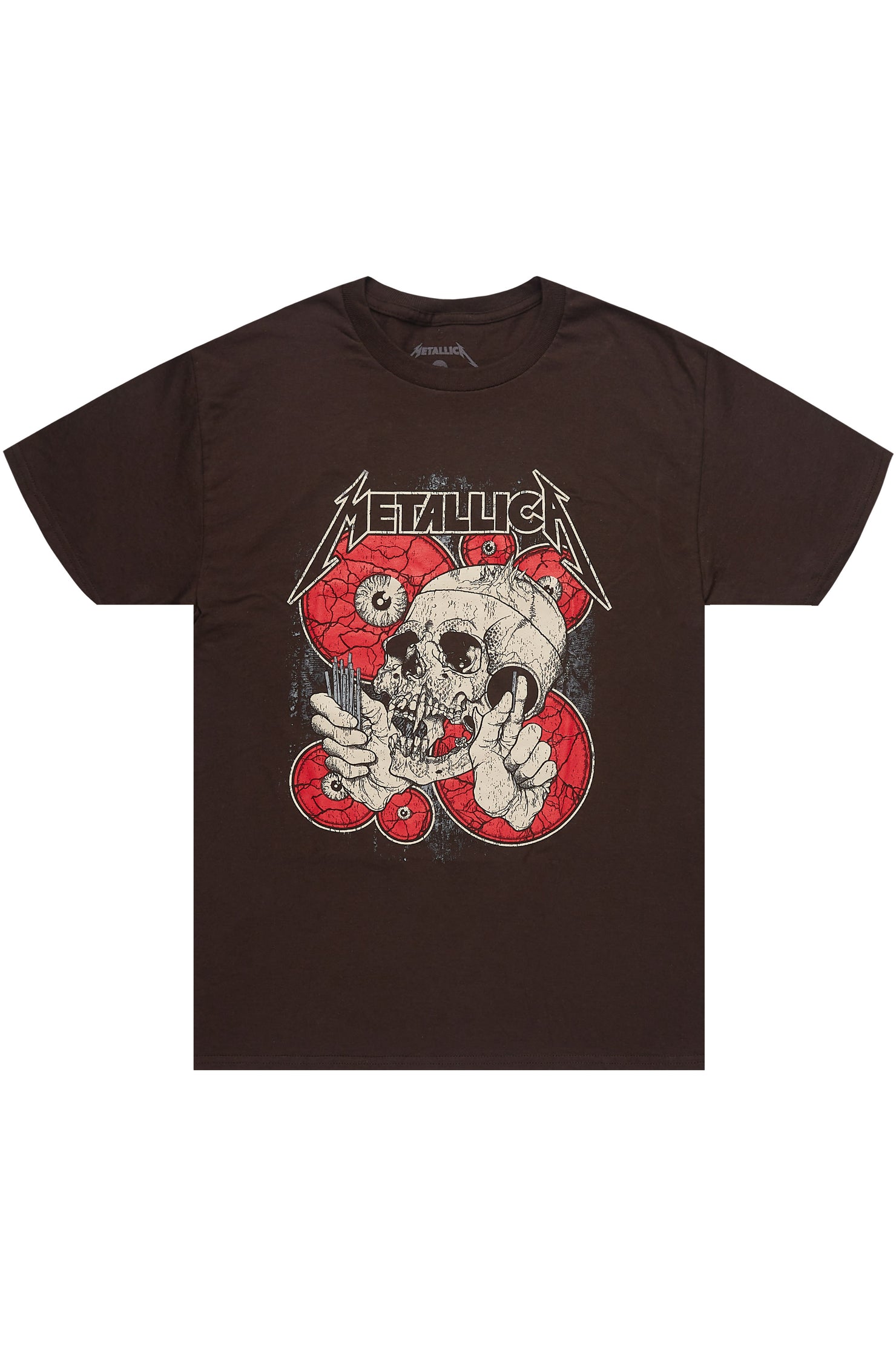 Metallica Skulls Brown/Red Graphic T-Shirt