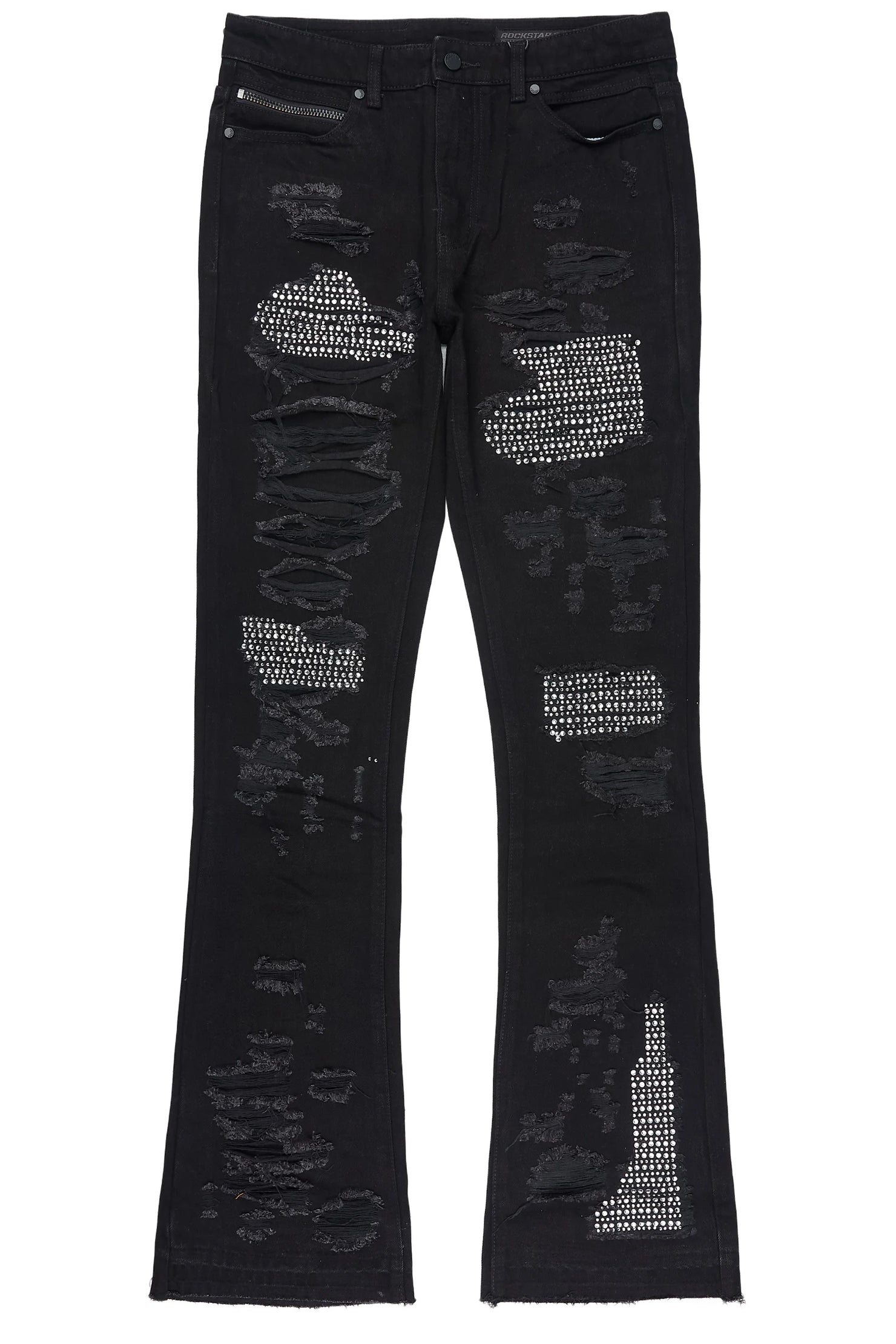 Mathey Black Rhinestone Stacked Fit Jean