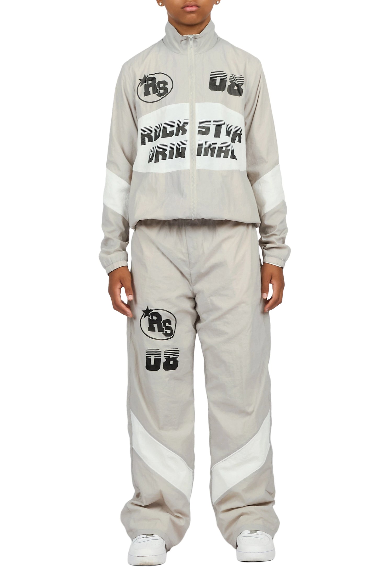 Boys Wayra Grey Windbreaker Jacket Track Set