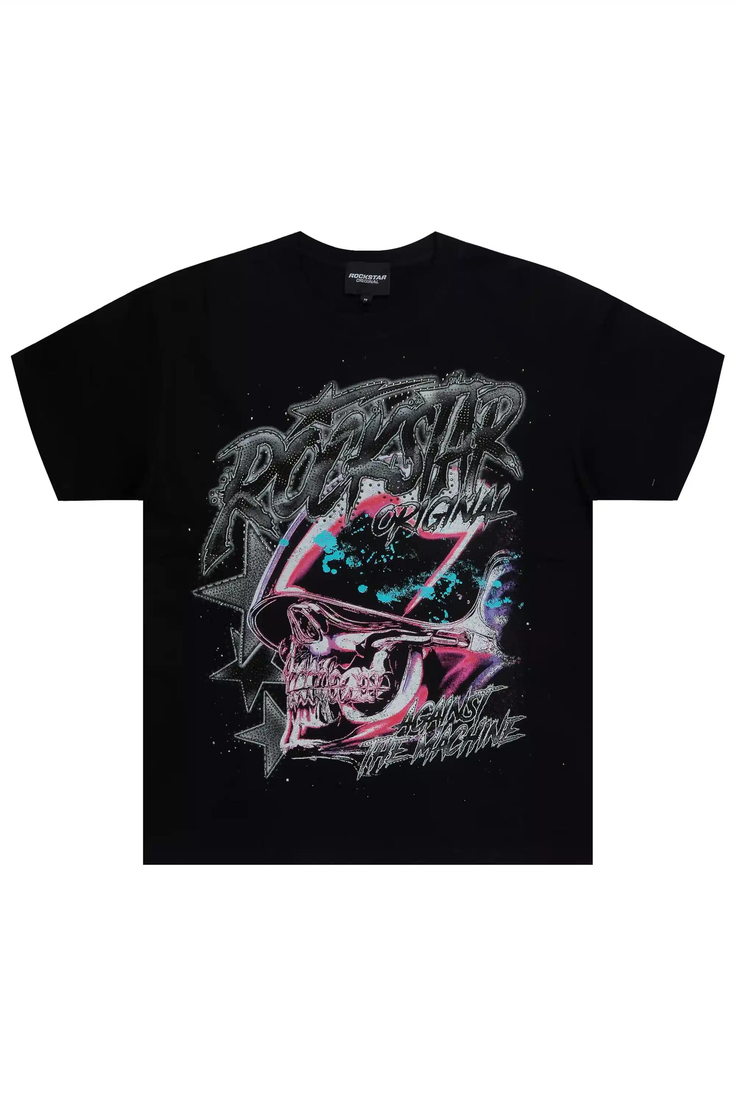 Outerworld Black Graphic Rhinestone T-Shirt