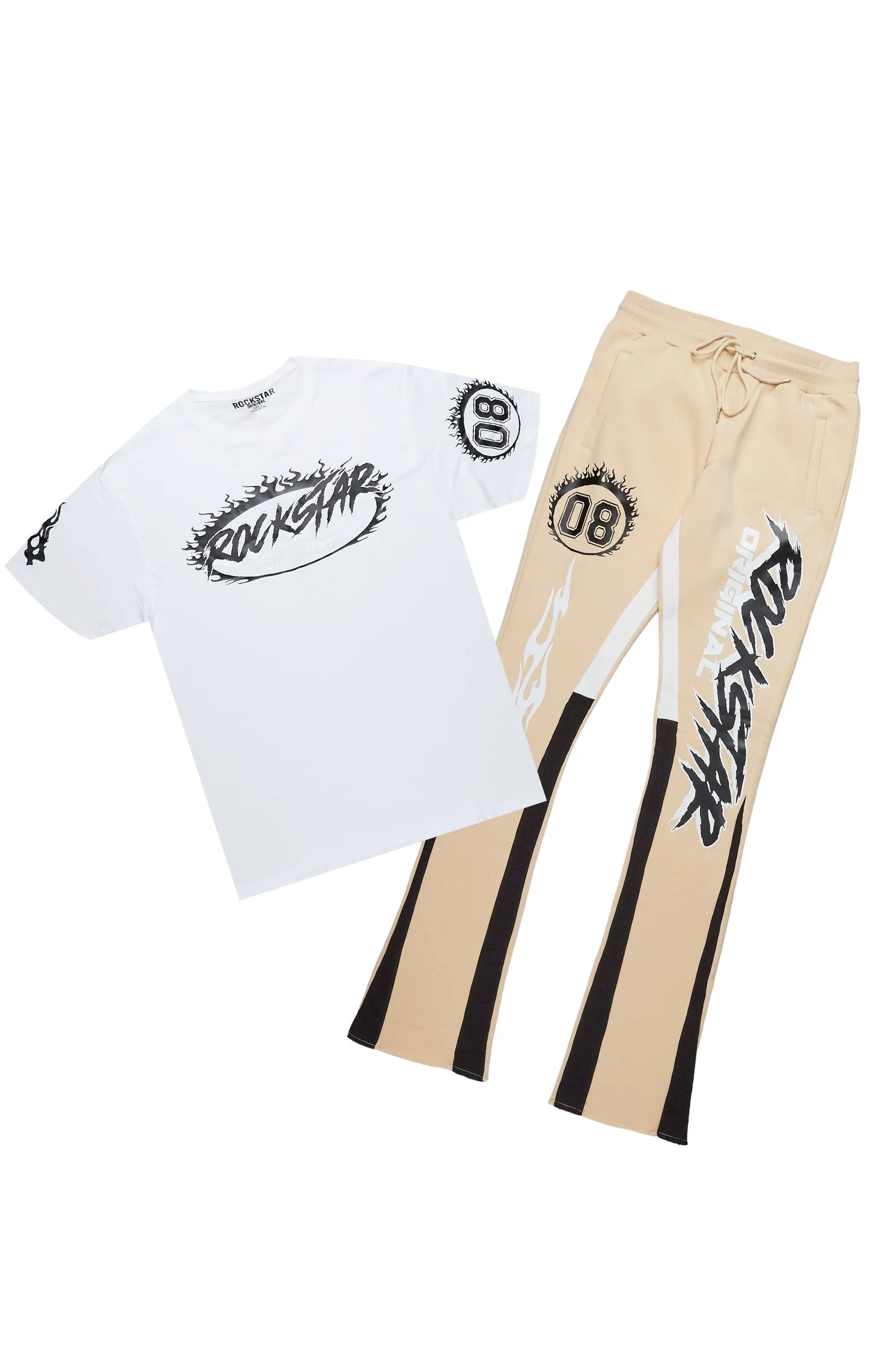 Draven White/Beige T-Shirt Stacked Flare Trackset