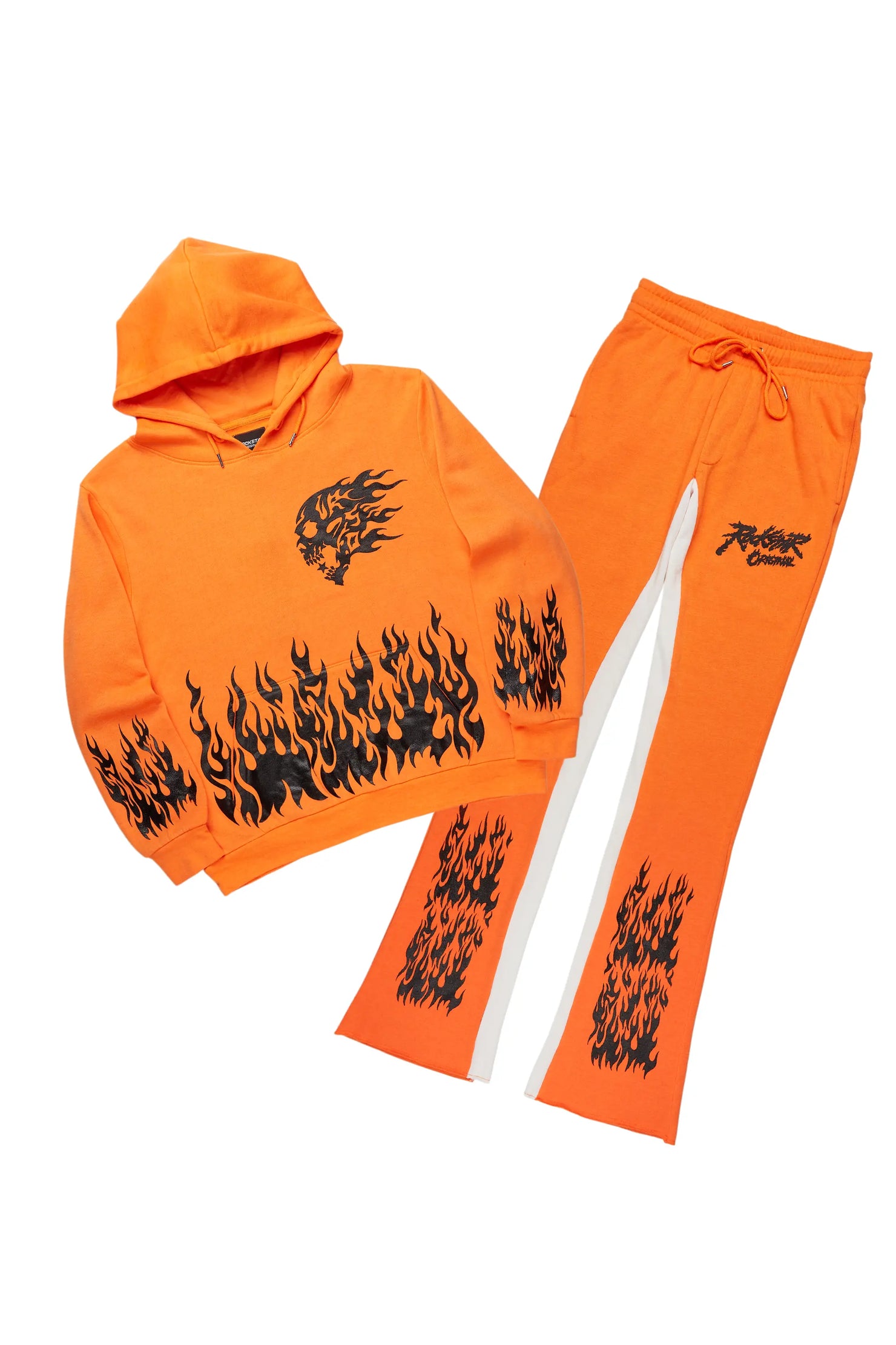 Bubble Orange/Black Hoodie/Baggy Fit Pant Set