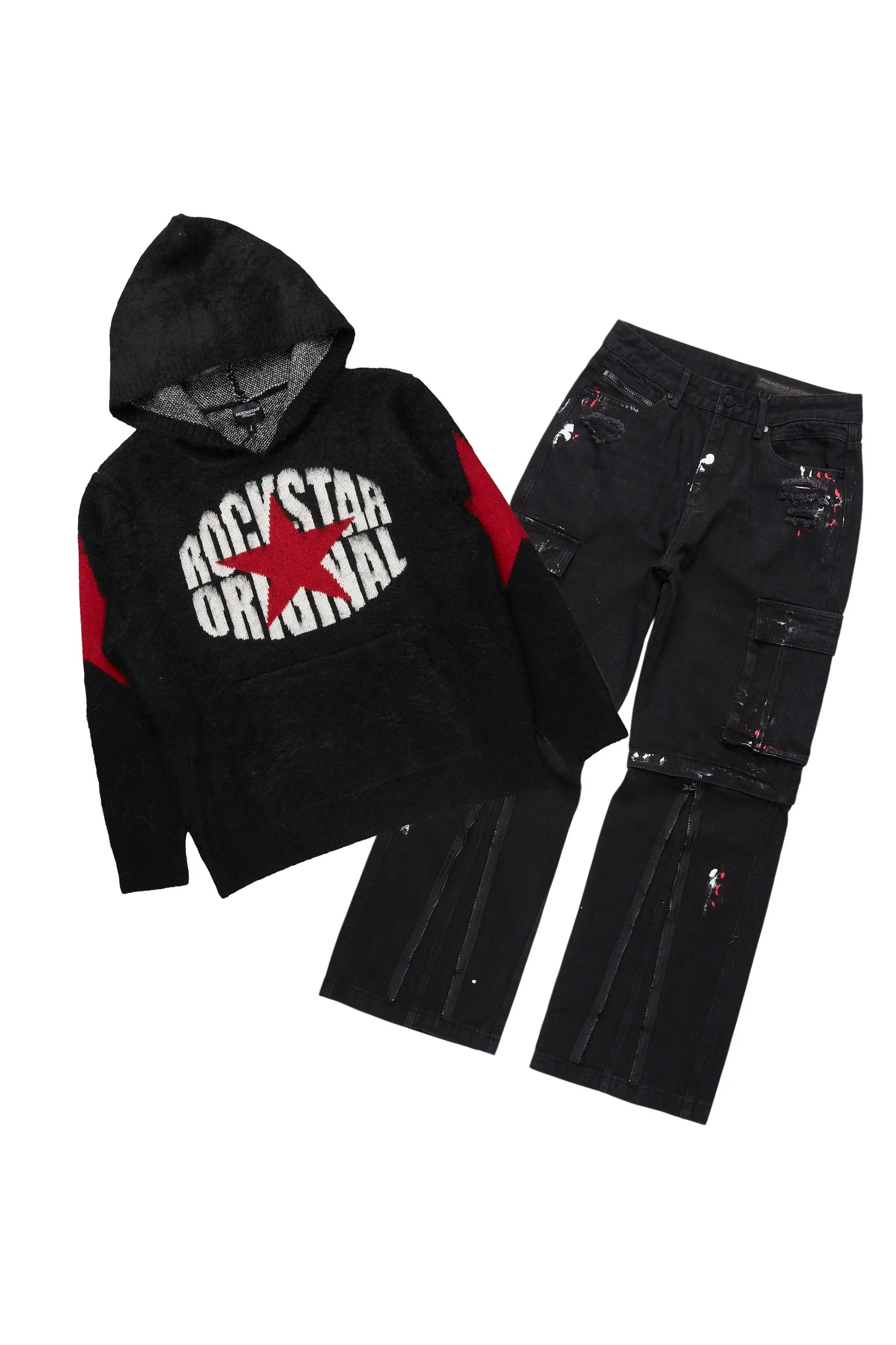 States Black Mohair Hoodie/Baggy Fit Jean Bundle