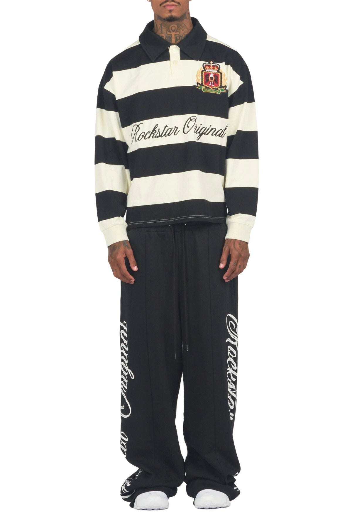 Ivola Black Double Waisted Baggy Fit Pant