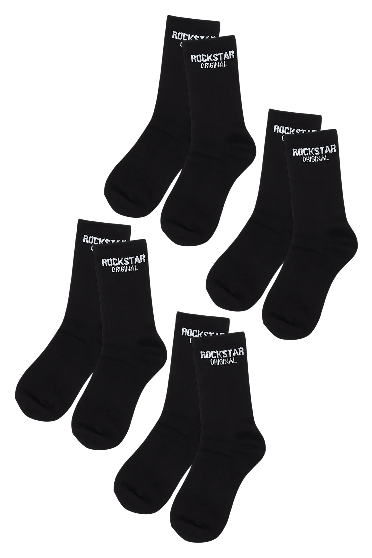 Girls Rockstar Dist Black Basic Socks 4 Pack