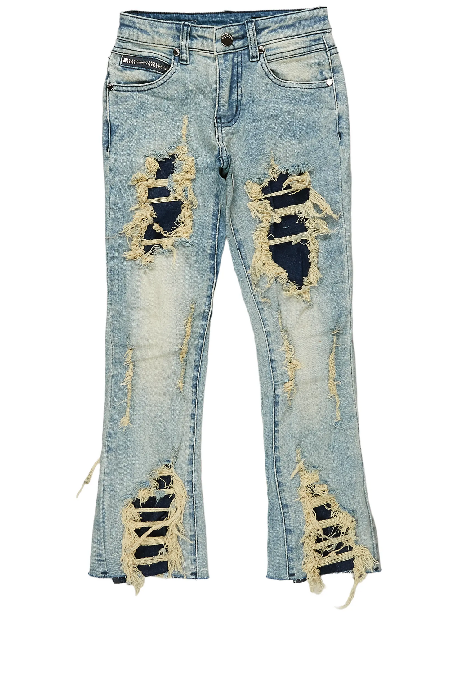Girls Abbie Blue Stacked Flare Jean