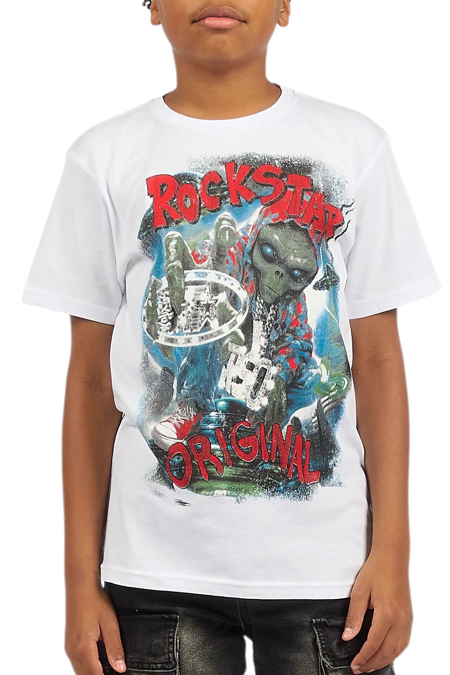 Boys Caevon White Graphic T-Shirt