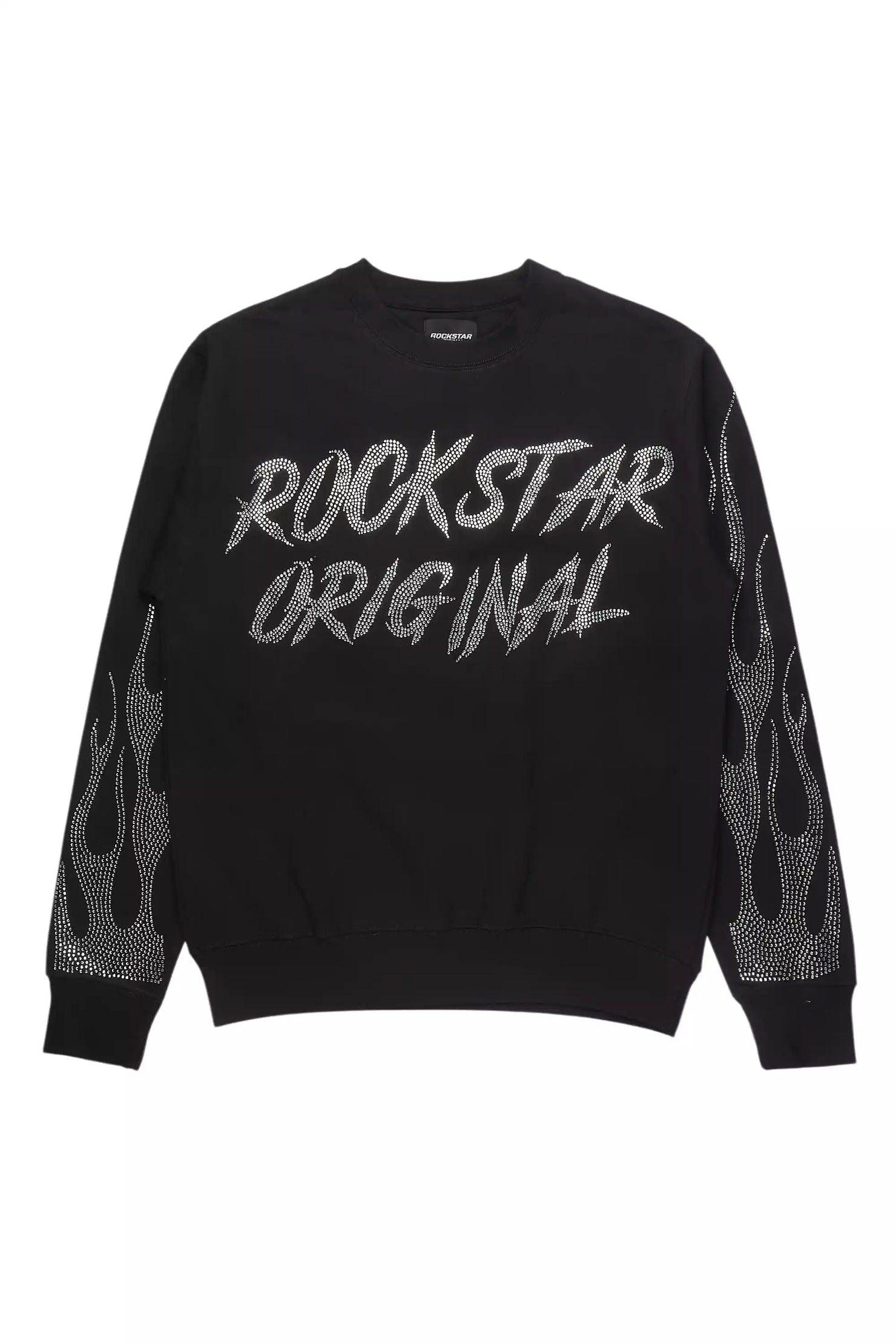 Keiosha Black Rhinestone Crewneck Sweatshirt