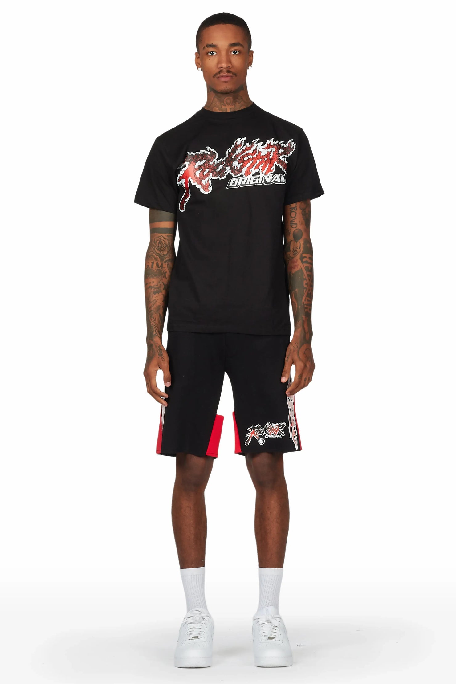 Yash Black T-Shirt Short Set