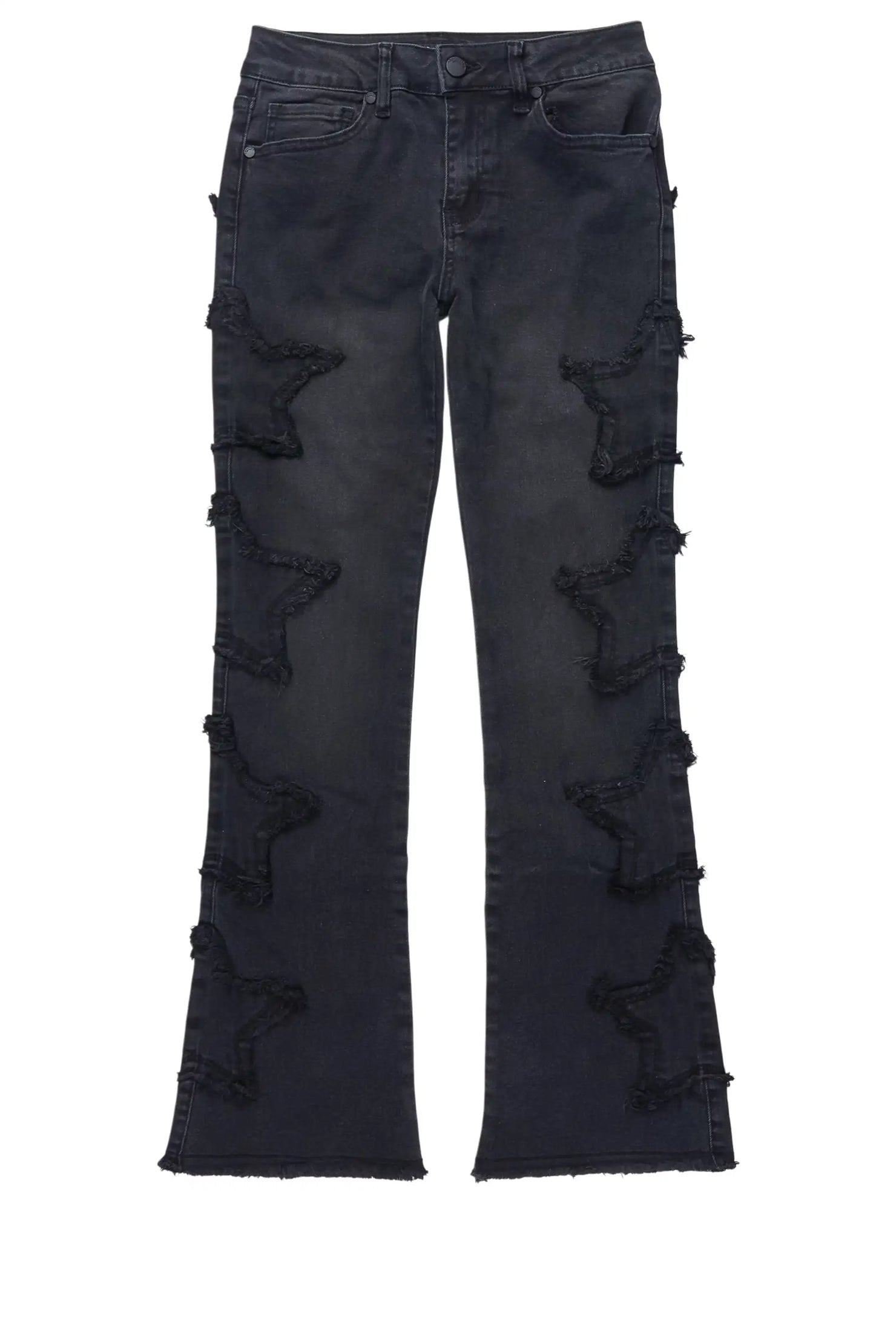 Girls Sinayah Black Wash Stacked Flare Jean