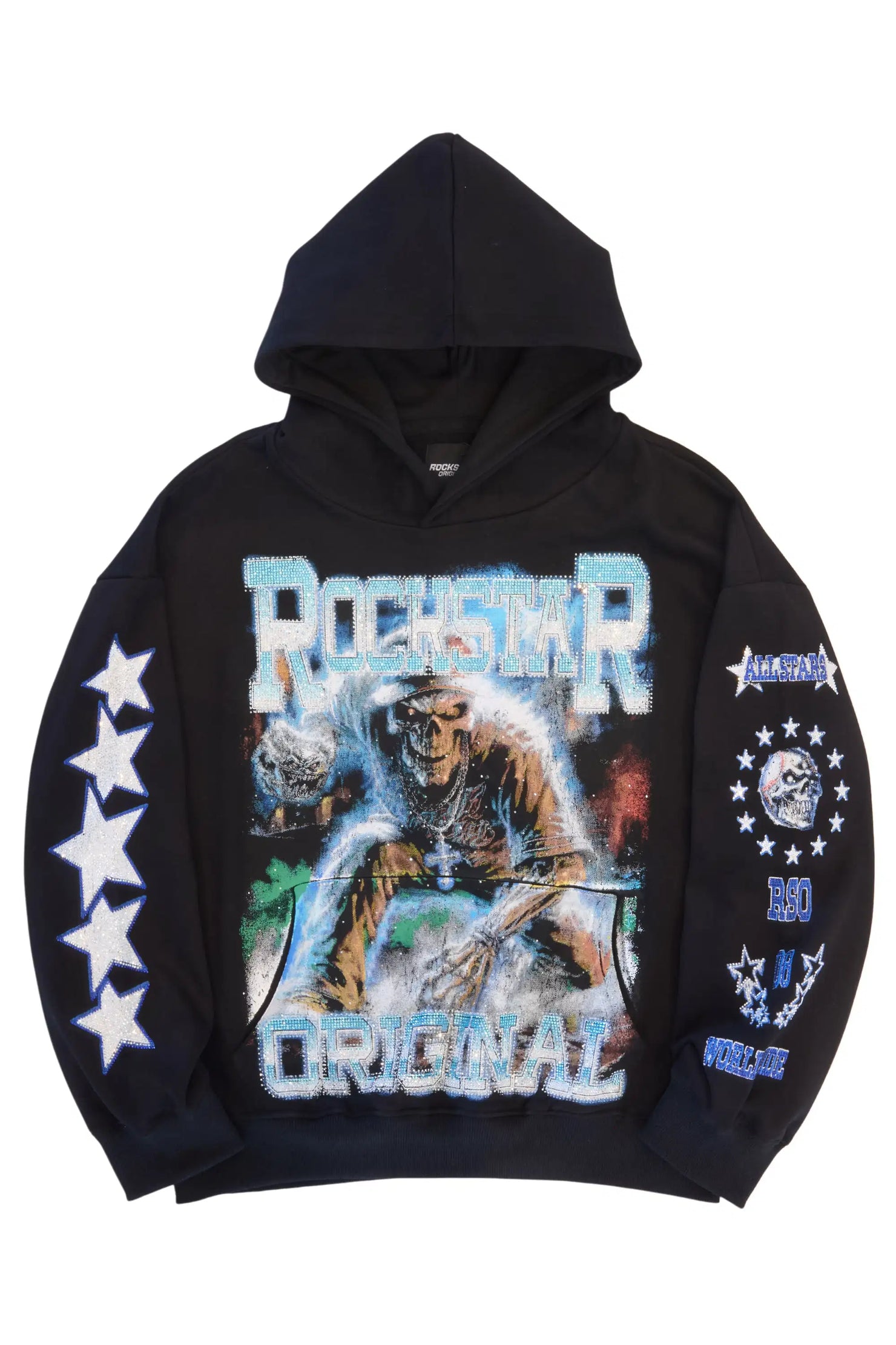 Marxe Black Rhinestone Oversized Hoodie