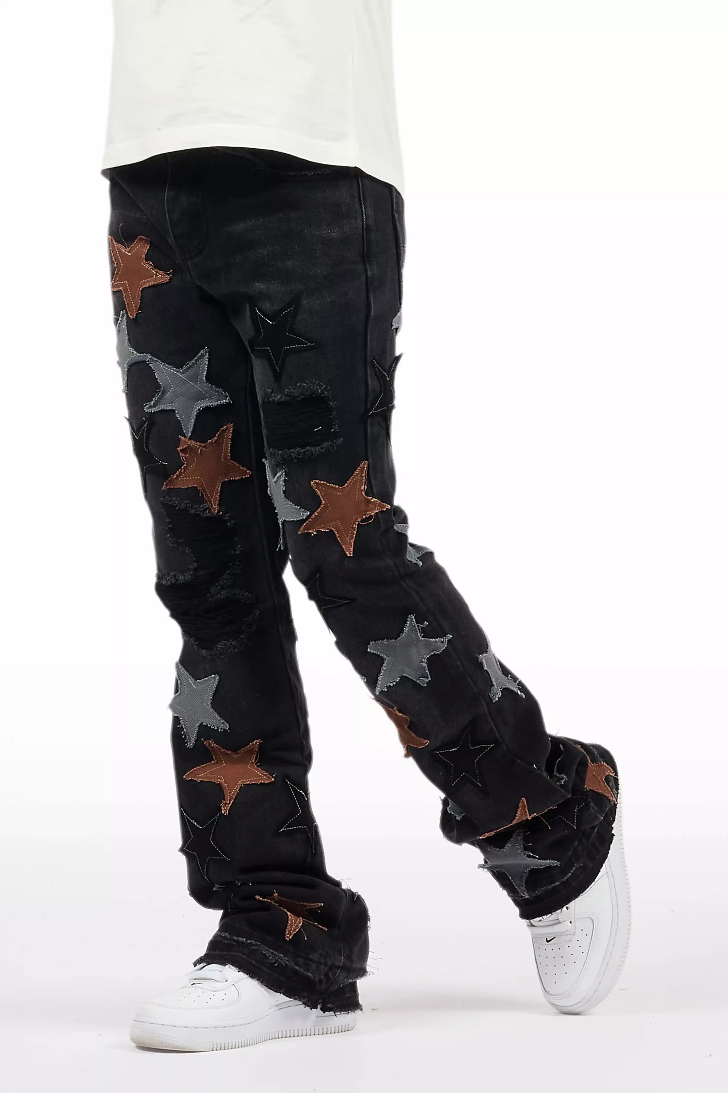 Boys StarLane Black Stacked Flare Jean