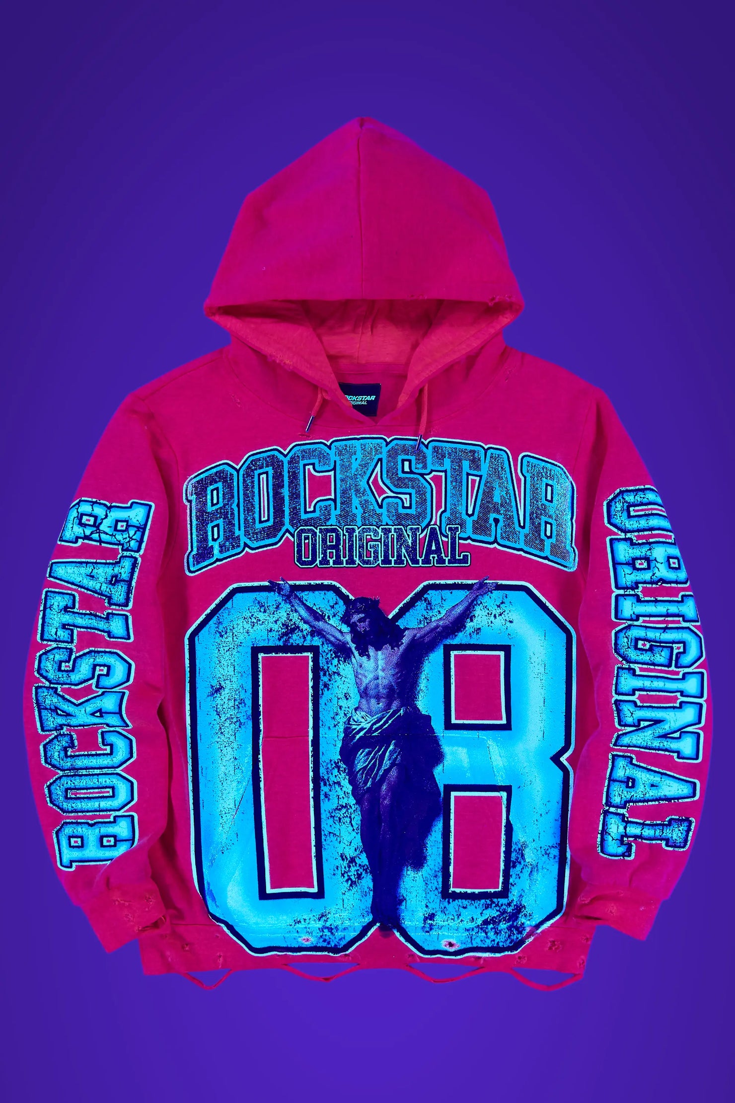 Fields Orange Distressed Graphic Hoodie