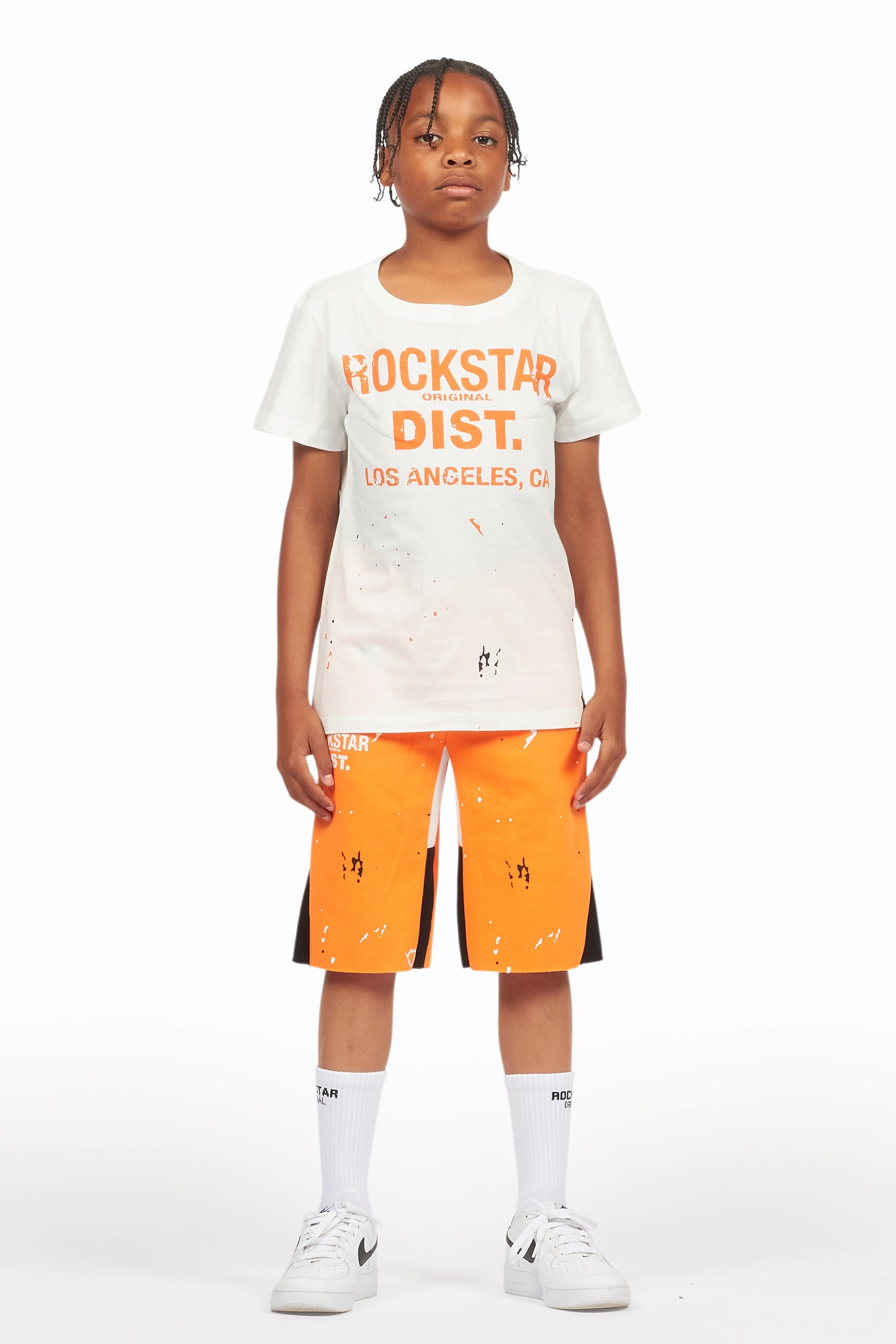 Boys Scottie White/Orange Short Set