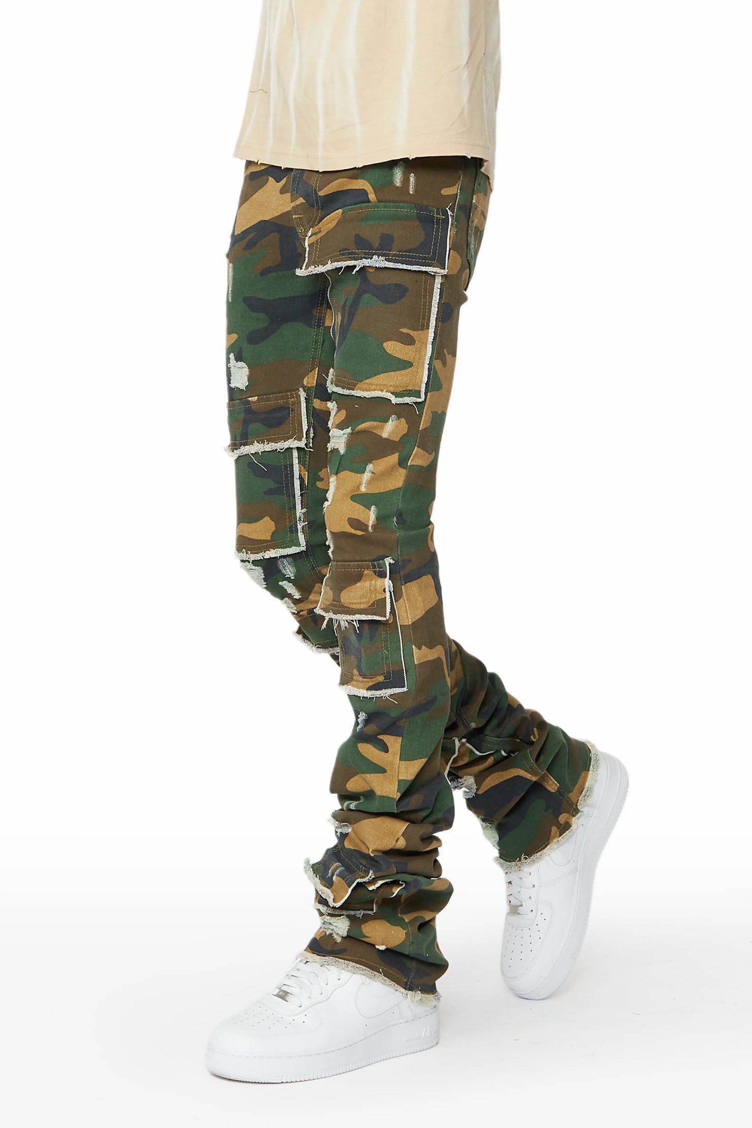 Petrus Camo Super Stacked Flare Jean