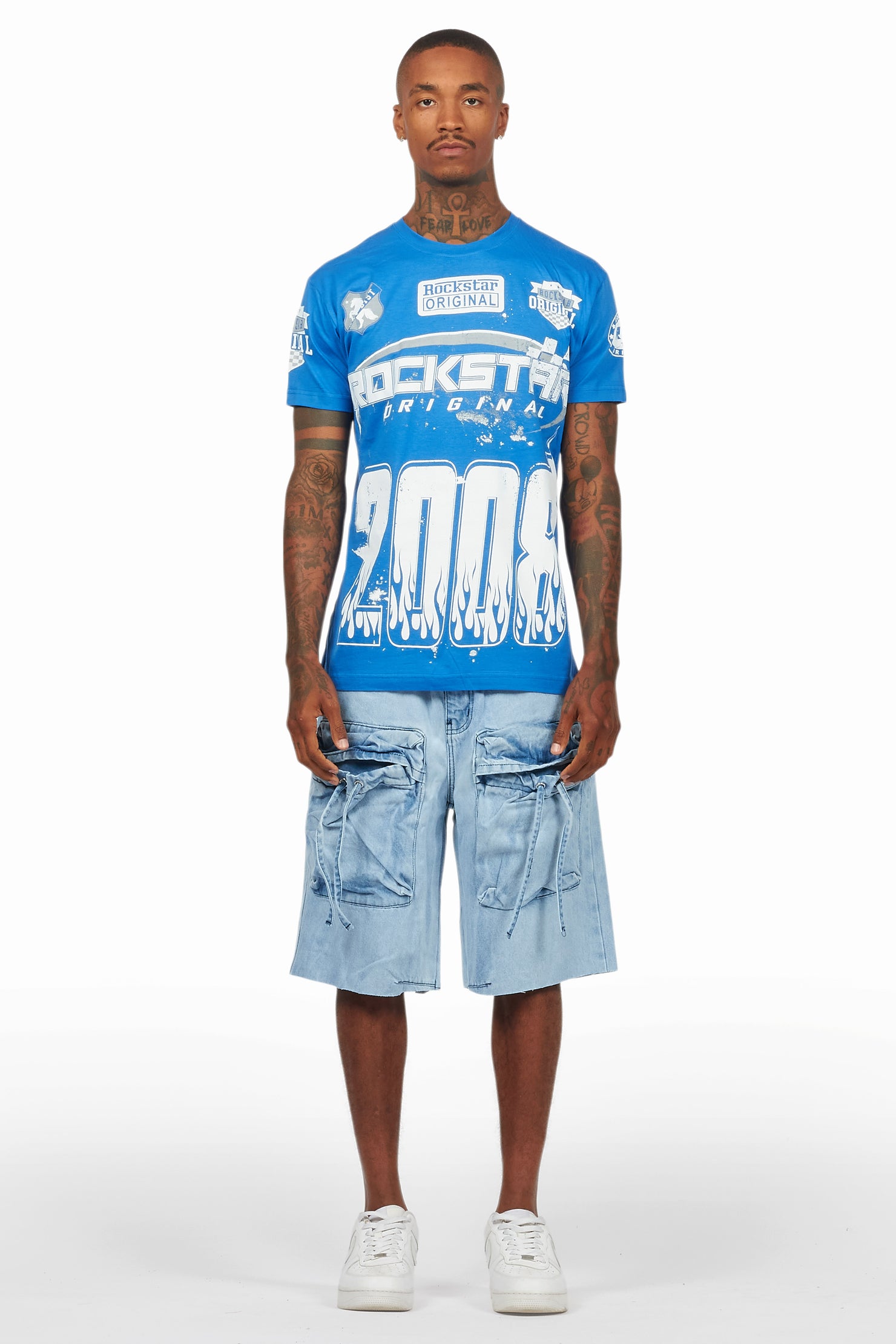 Amos Royal T-Shirt/Denim Short Set