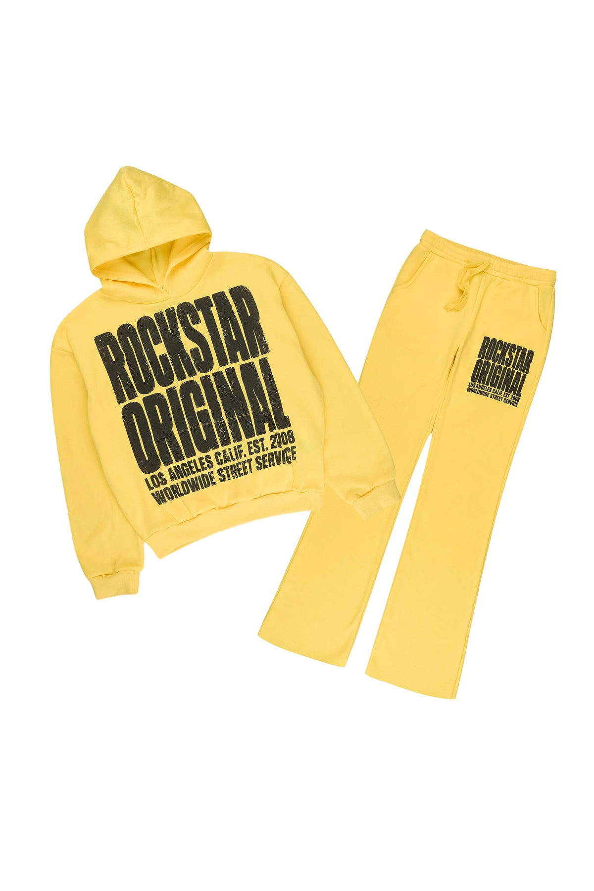 Boys Silt Yellow/Black Hoodie Stacked Track Set