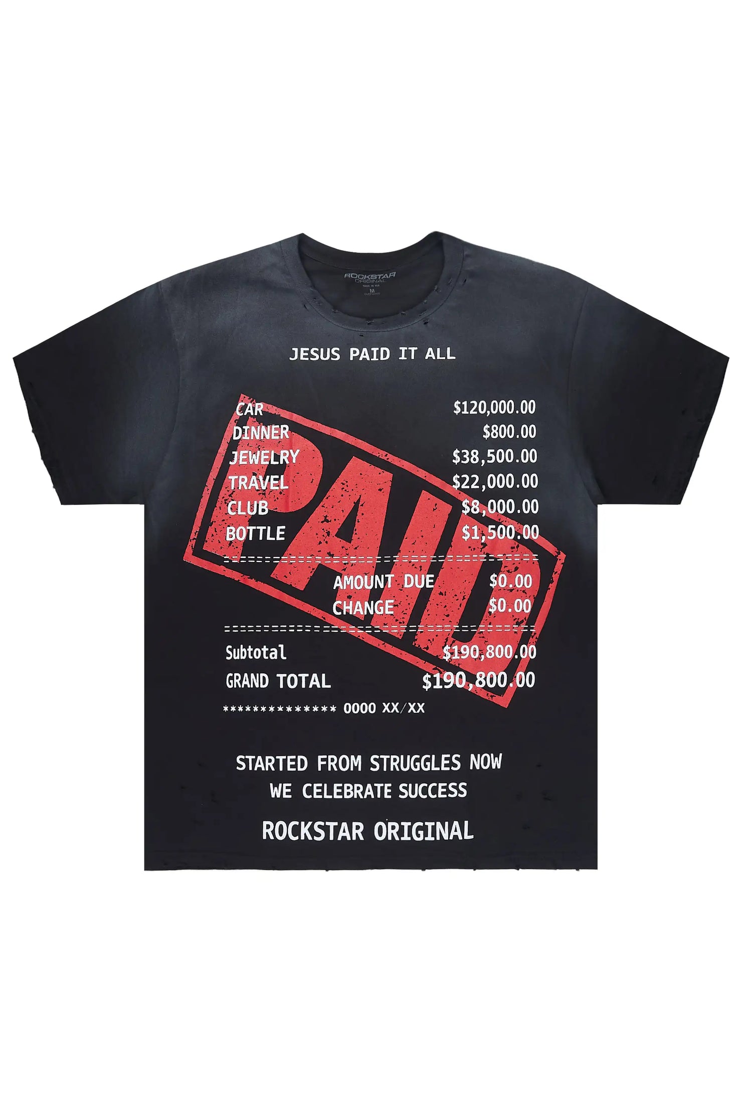 Paid Black Oversized Graphic T-Shirt