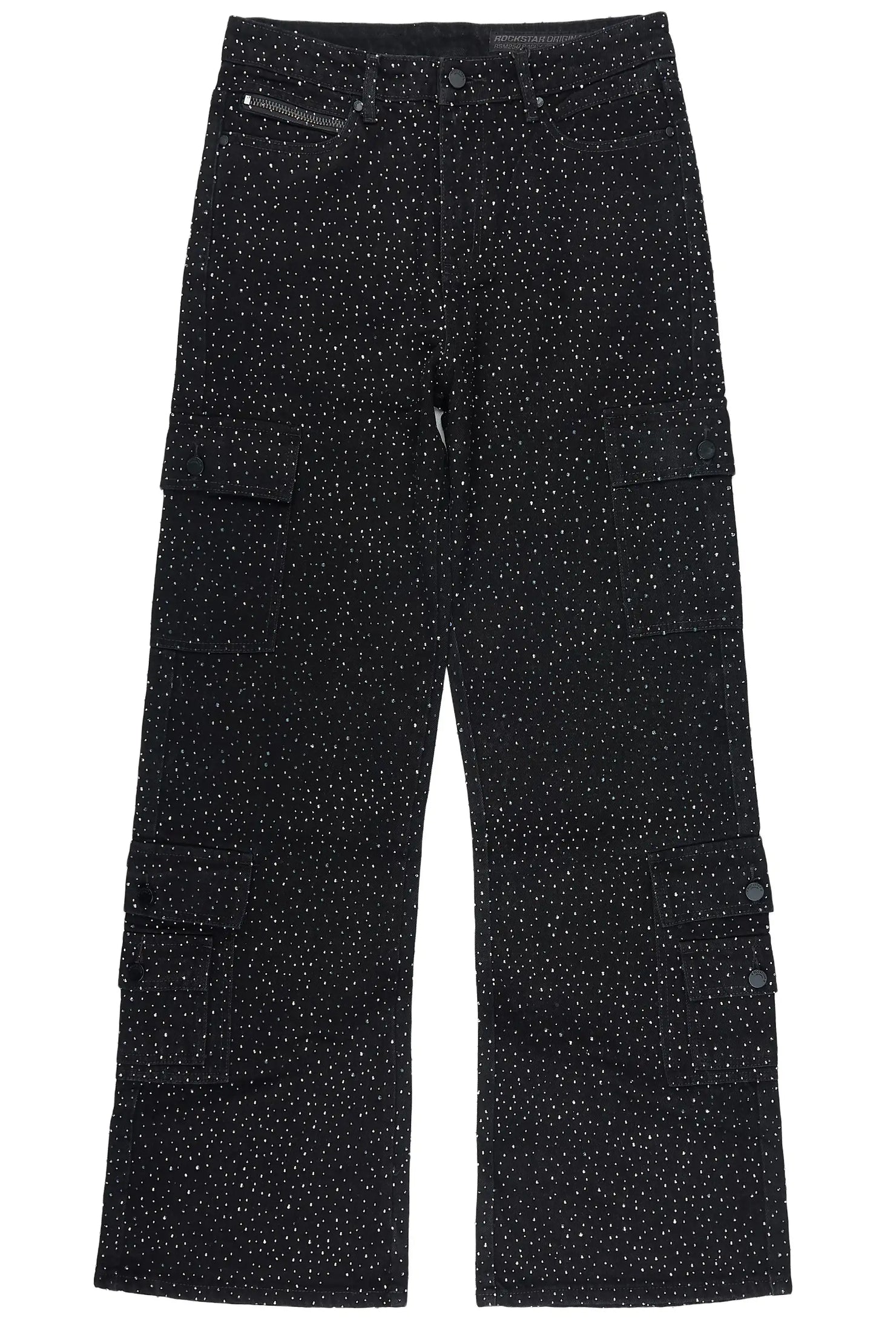 Aeson Black Rhinestone Baggy Fit Jean