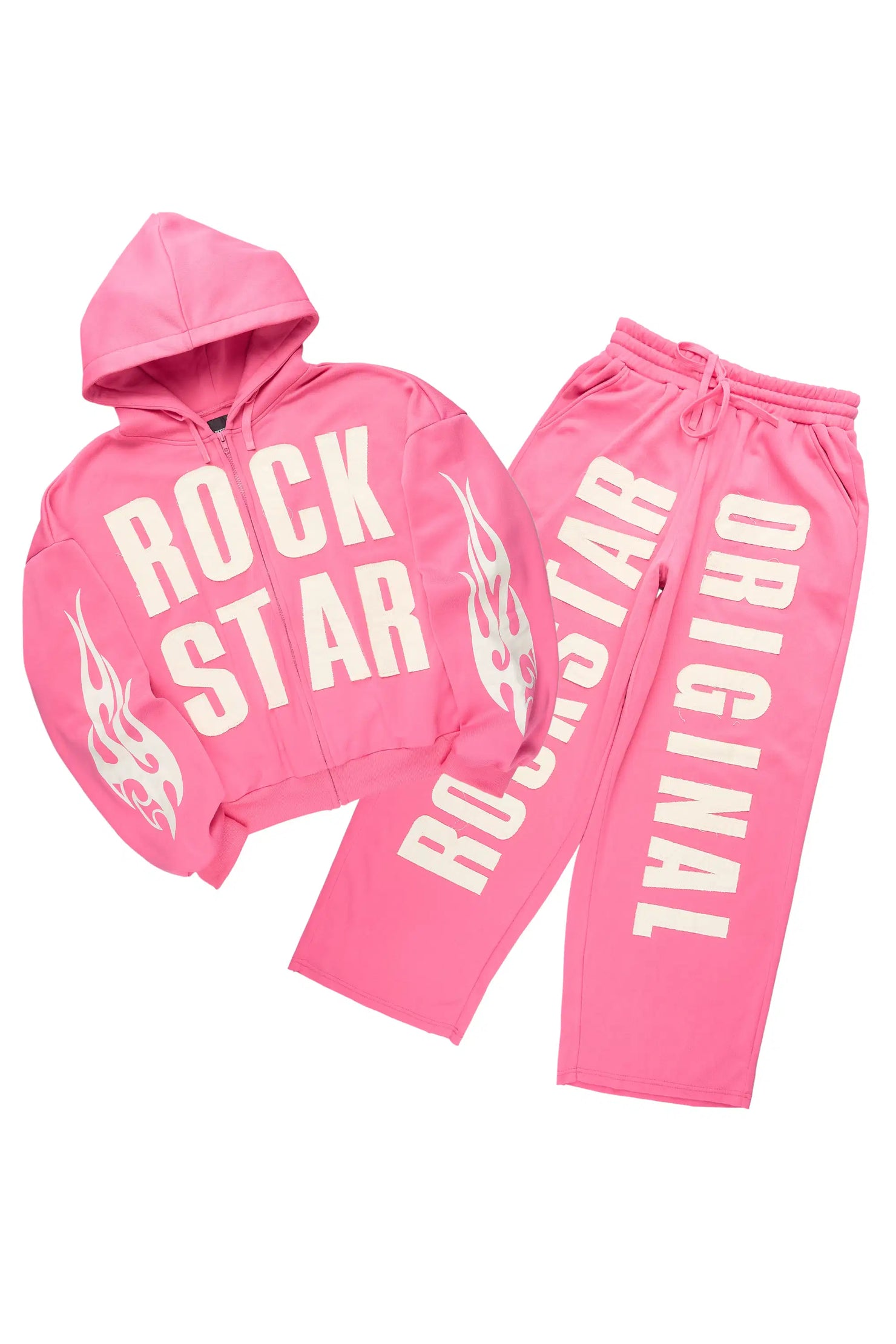 Ashira Hot Pink Baggy Fit Zip Up Track Set