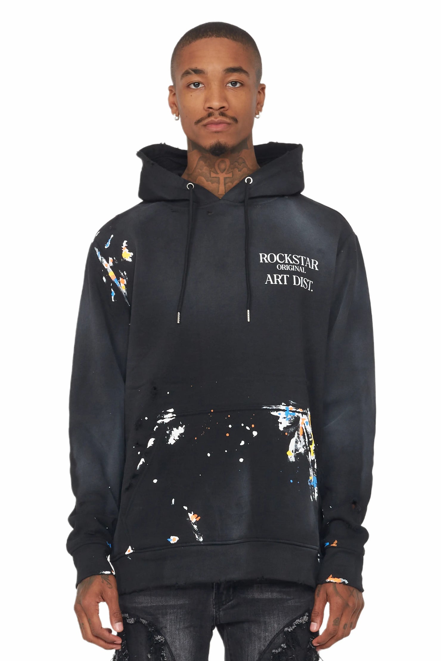 Rockstar Art Dist. Black/White Graphic Hoodie
