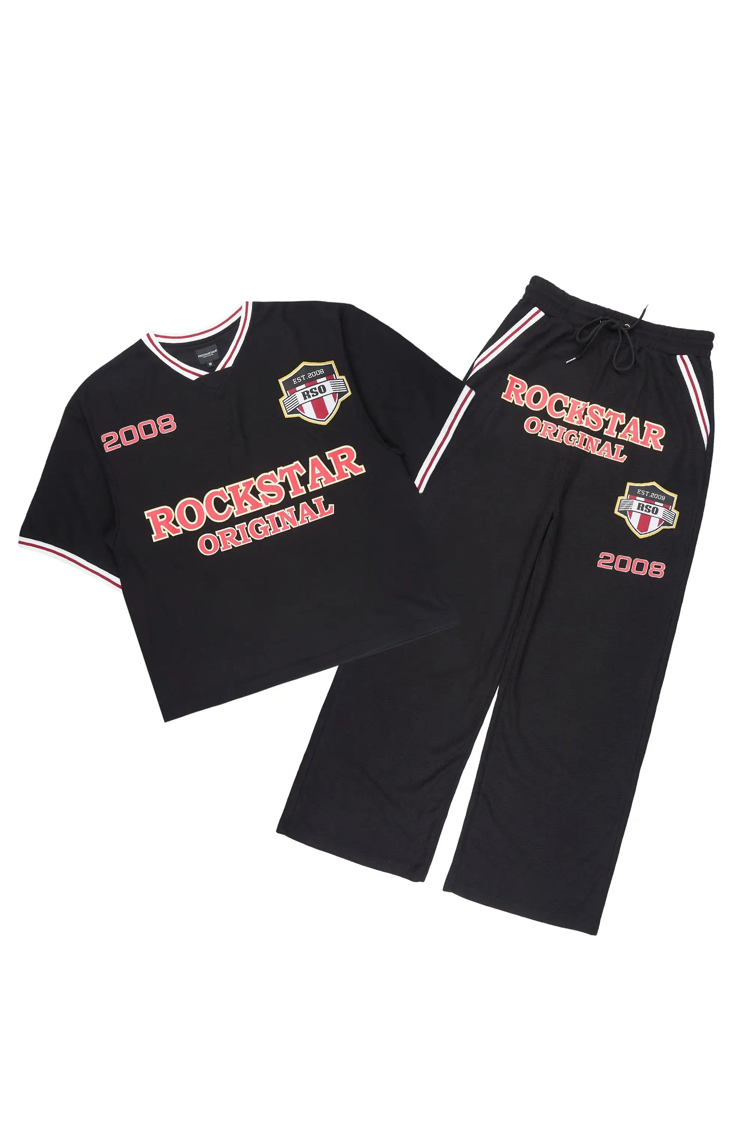 Ezel Black Crop Boxy Tee/Barrel Fit Track Set
