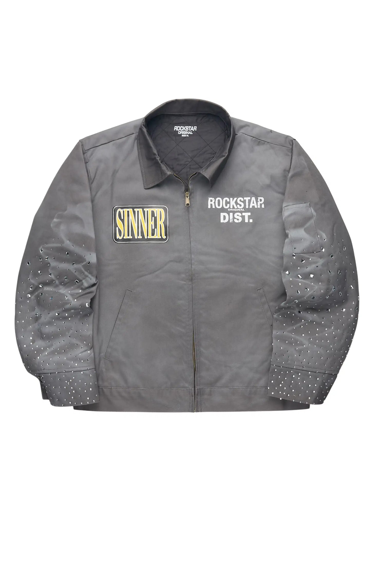Traval Dark Grey Rhinestone Workman Jacket