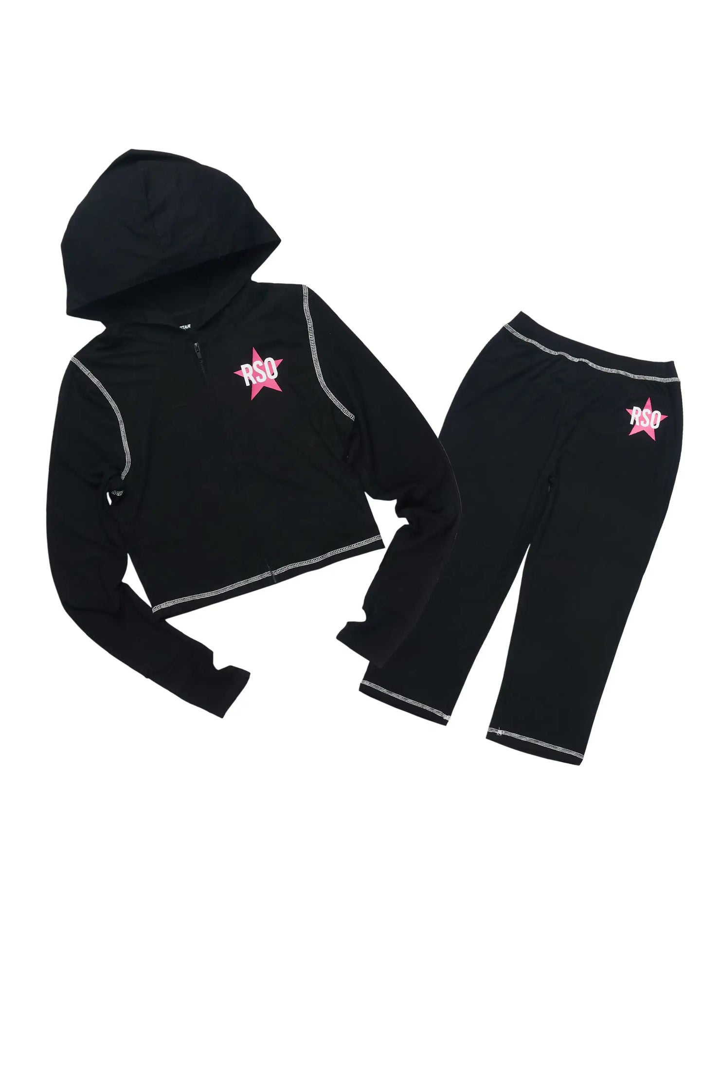 Sharina Black Zip Up Capri Set