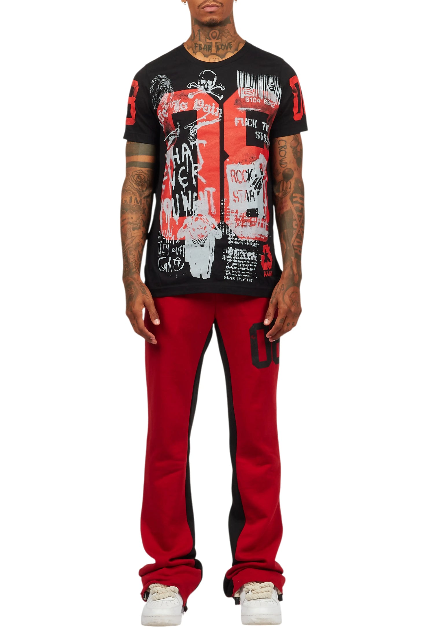 Grill Black T-Shirt/Baggy Stacked Pant Set