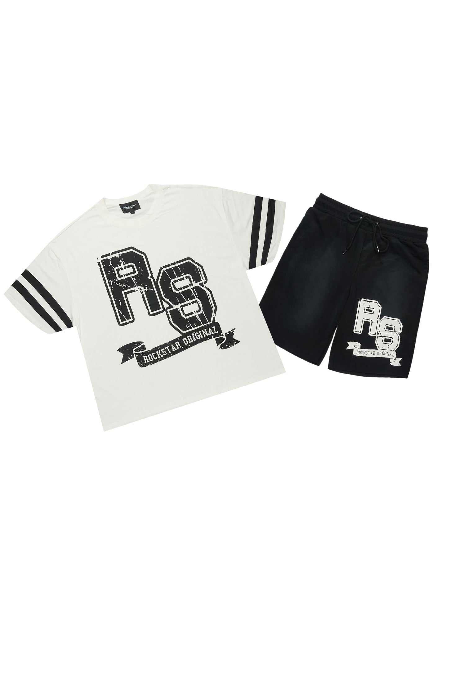 Alik White/Black Crop Boxy Tee Short Set