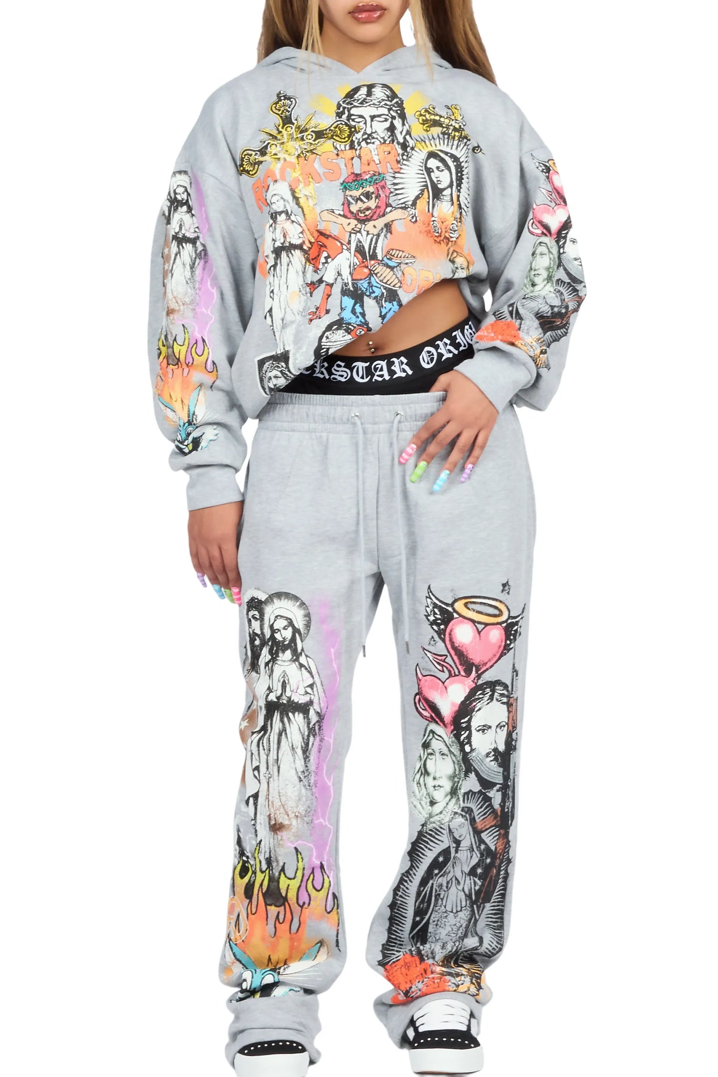 Obscura Heather Grey Graphic Baggy Fit Track Set
