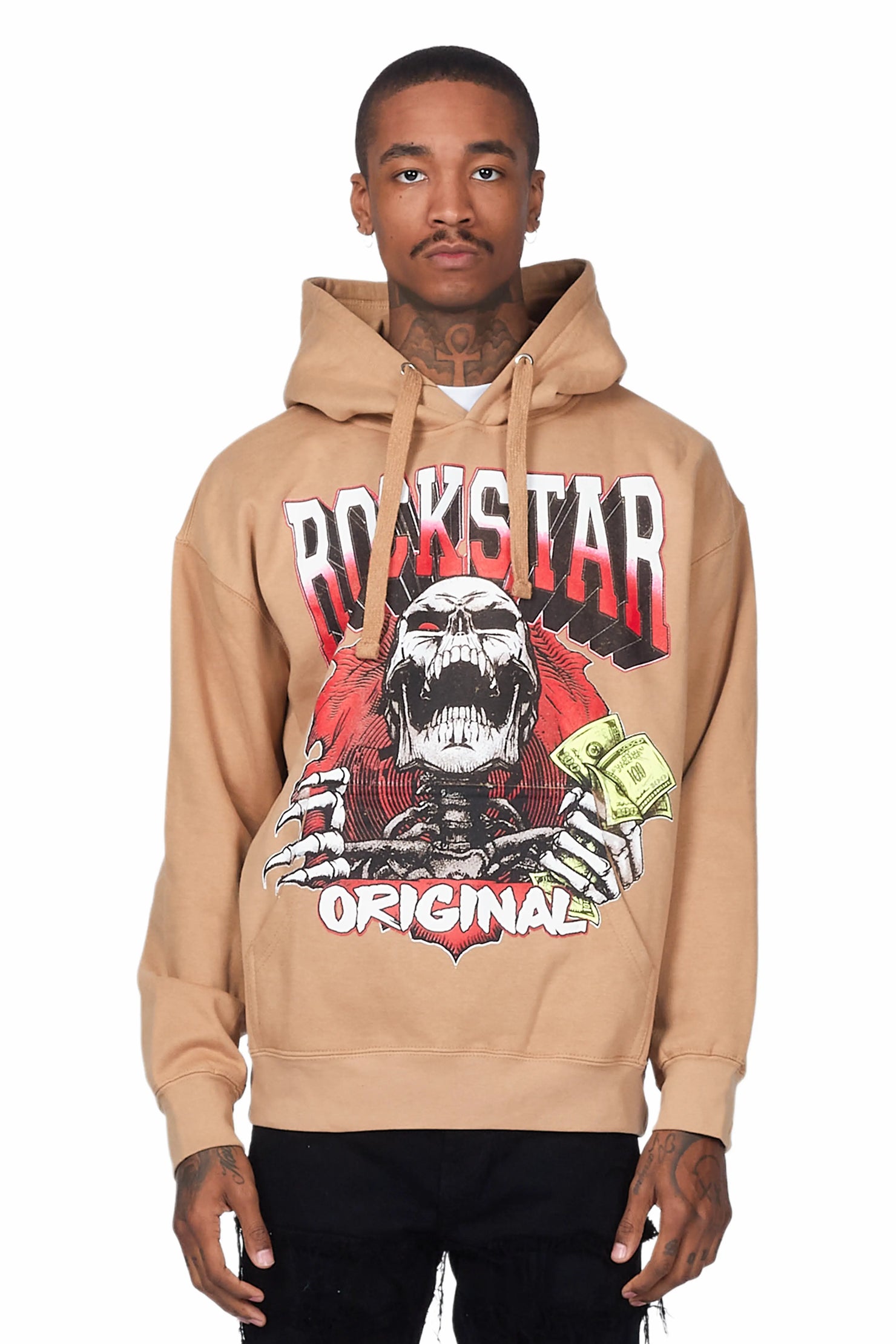 Zytron Beige Graphic Hoodie