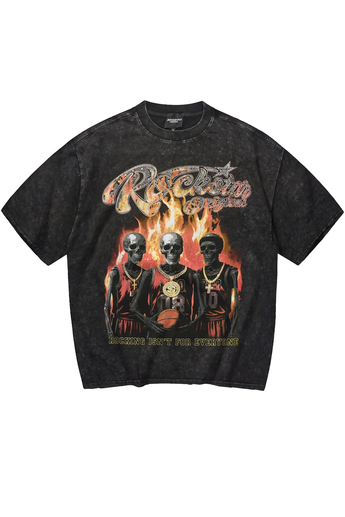 HEAVYWEIGHT OVERSIZED Vincitor Black Rhinestone Graphic T-Shirt