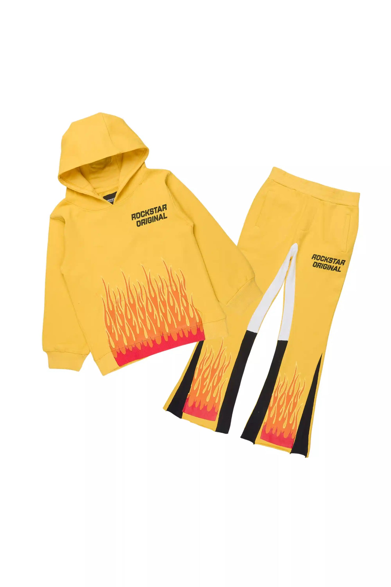 Boys Roeland Yellow/Red Stacked Flare Pant Set