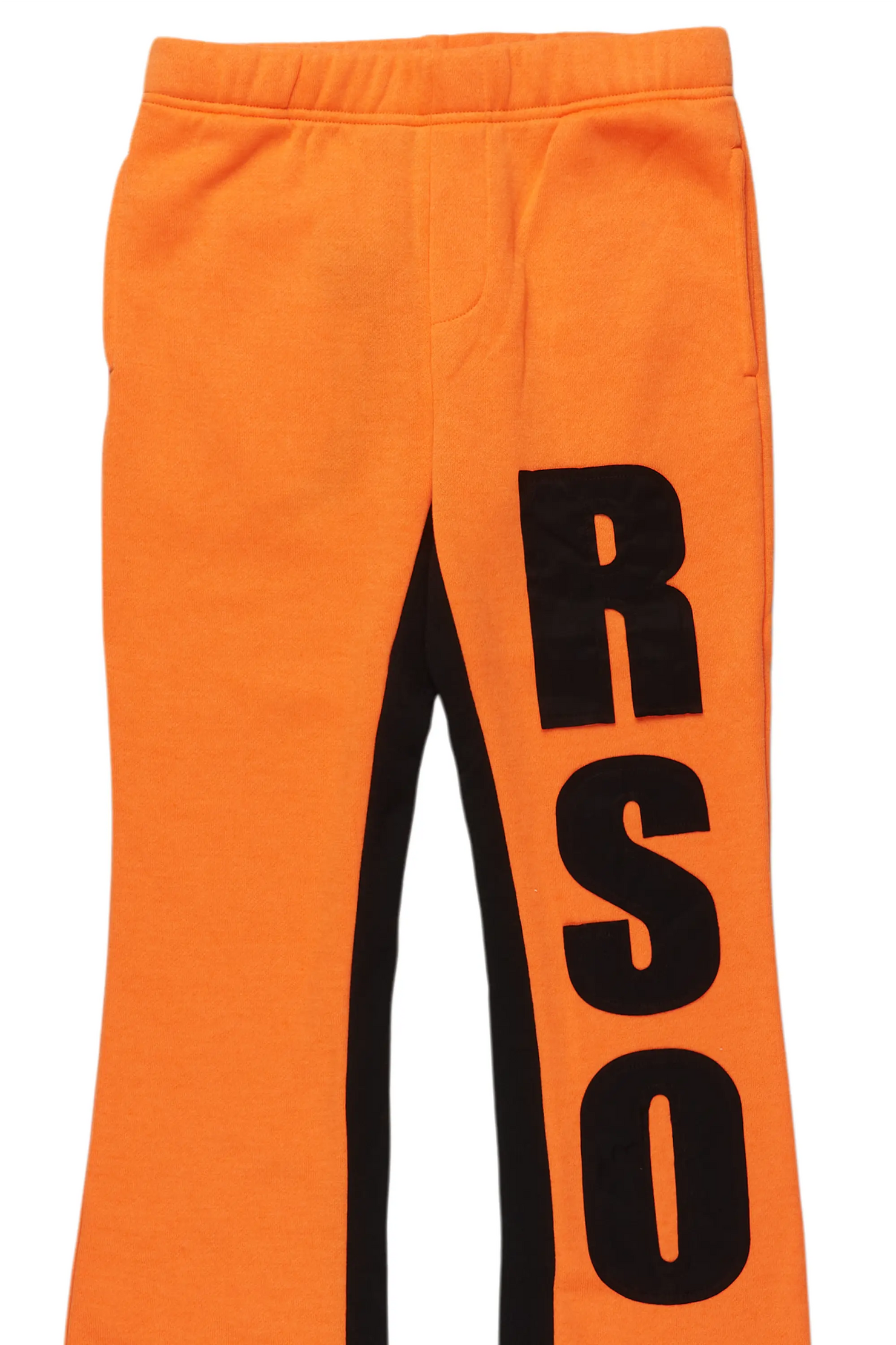 Boys Uko Orange Stacked Baggy Flare Pant