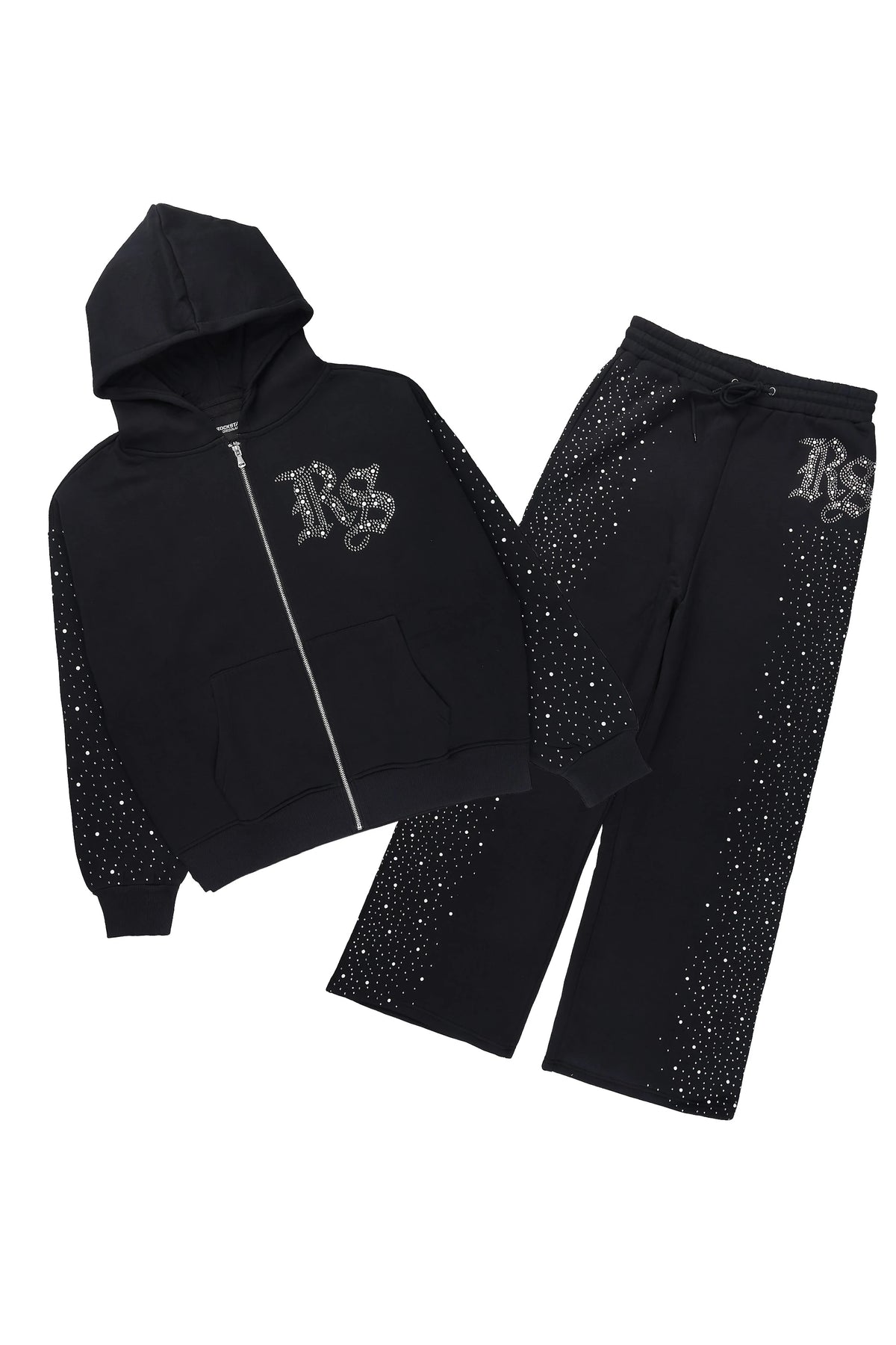 Fenrir Black Rhinestone Hoodie/Baggy Pant Track Set
