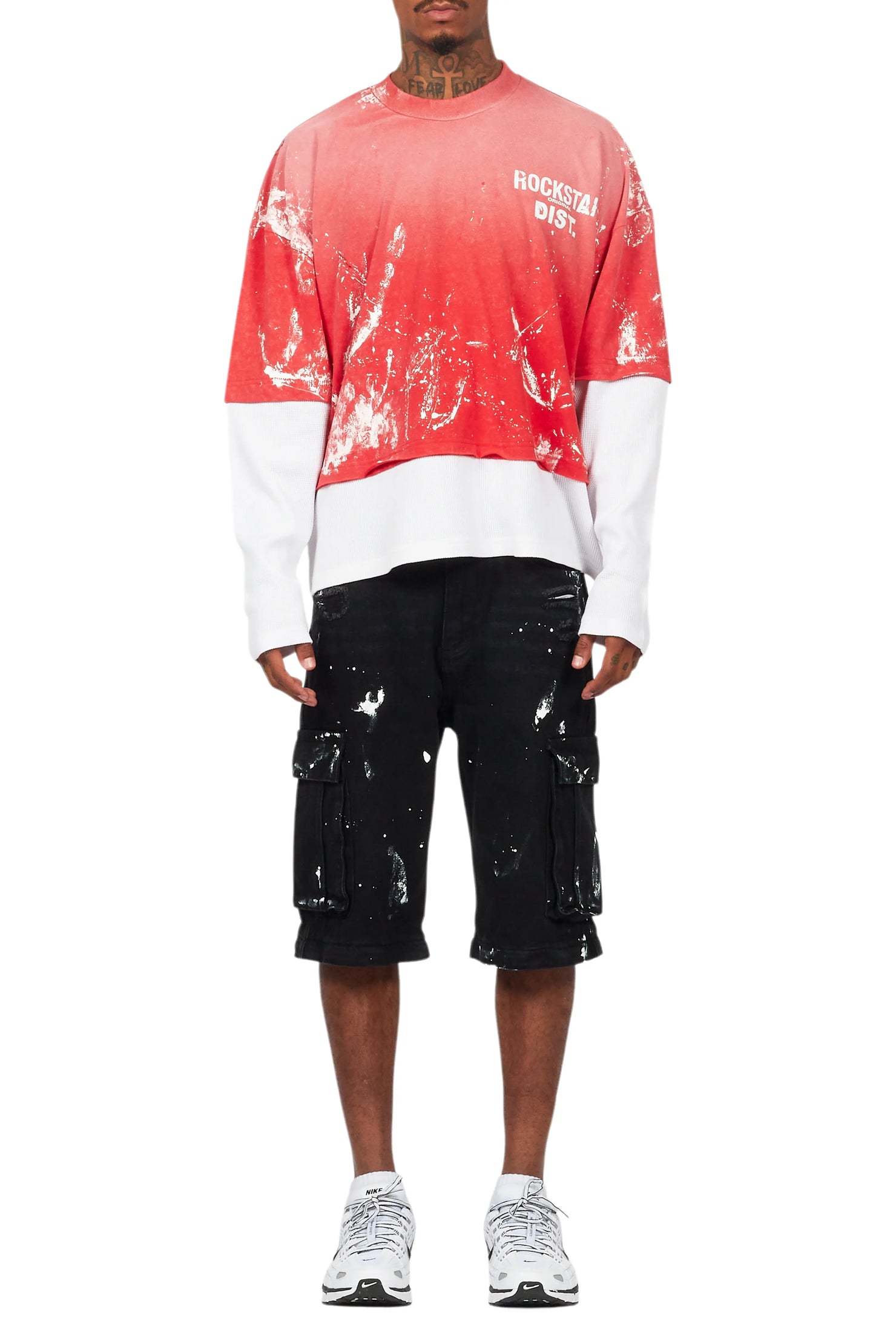 Paley Vintage Red Thermal Double Layer Boxy Crop T-Shirt