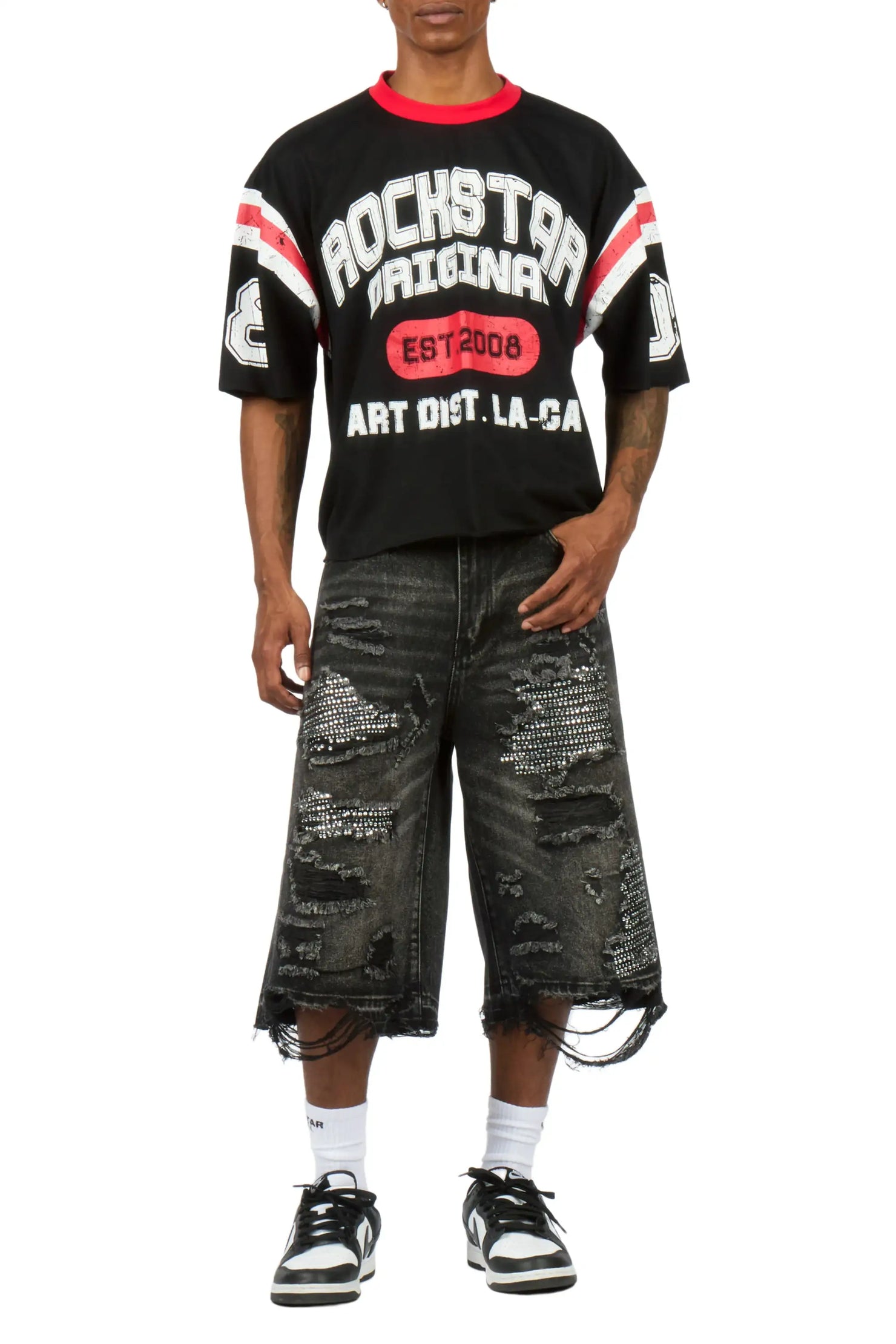 Mathey Dark Grey Rhinestone Jort