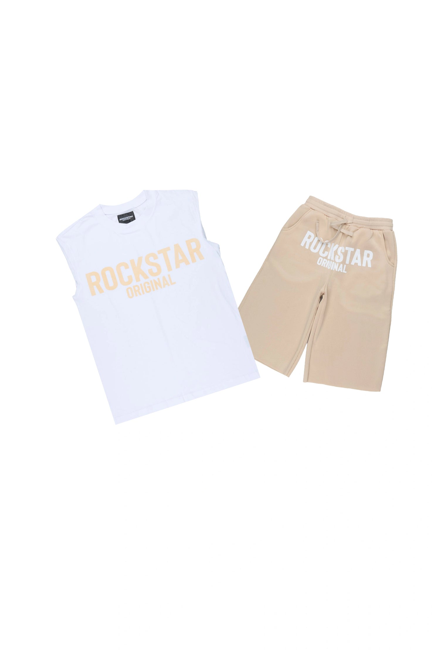 Boys Mikasso White/Beige Cut Off T-Shirt Short Set