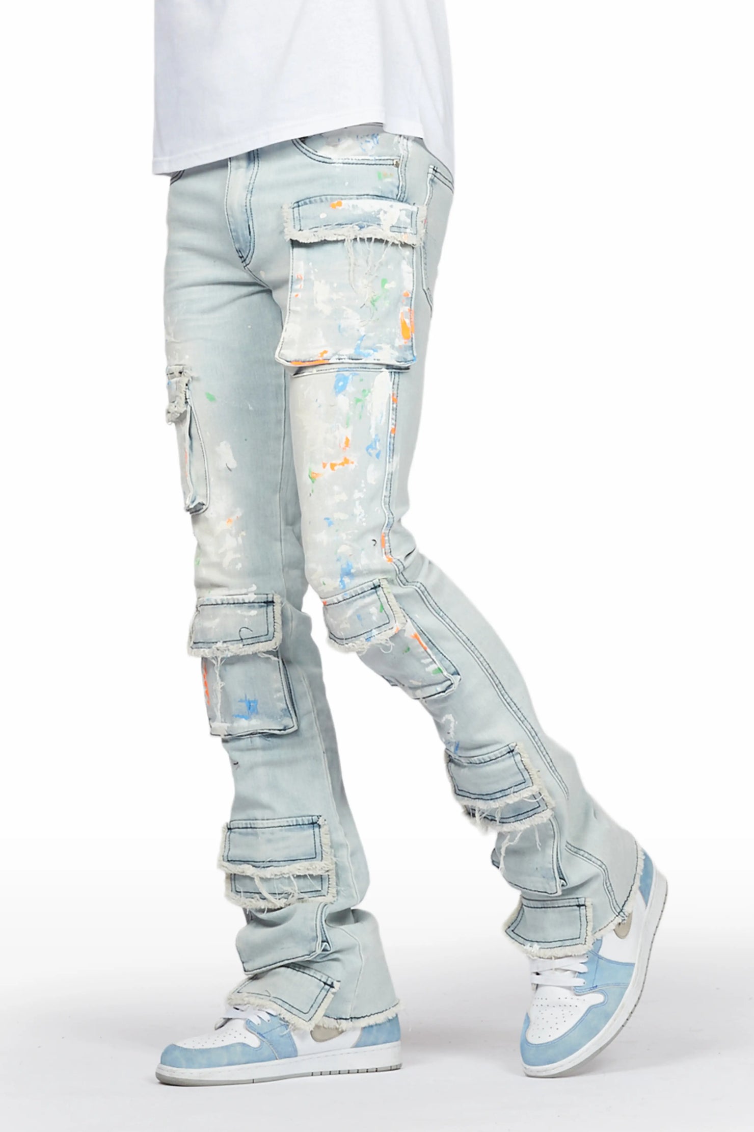 Yasu Blue Painter Stacked Flare Jean