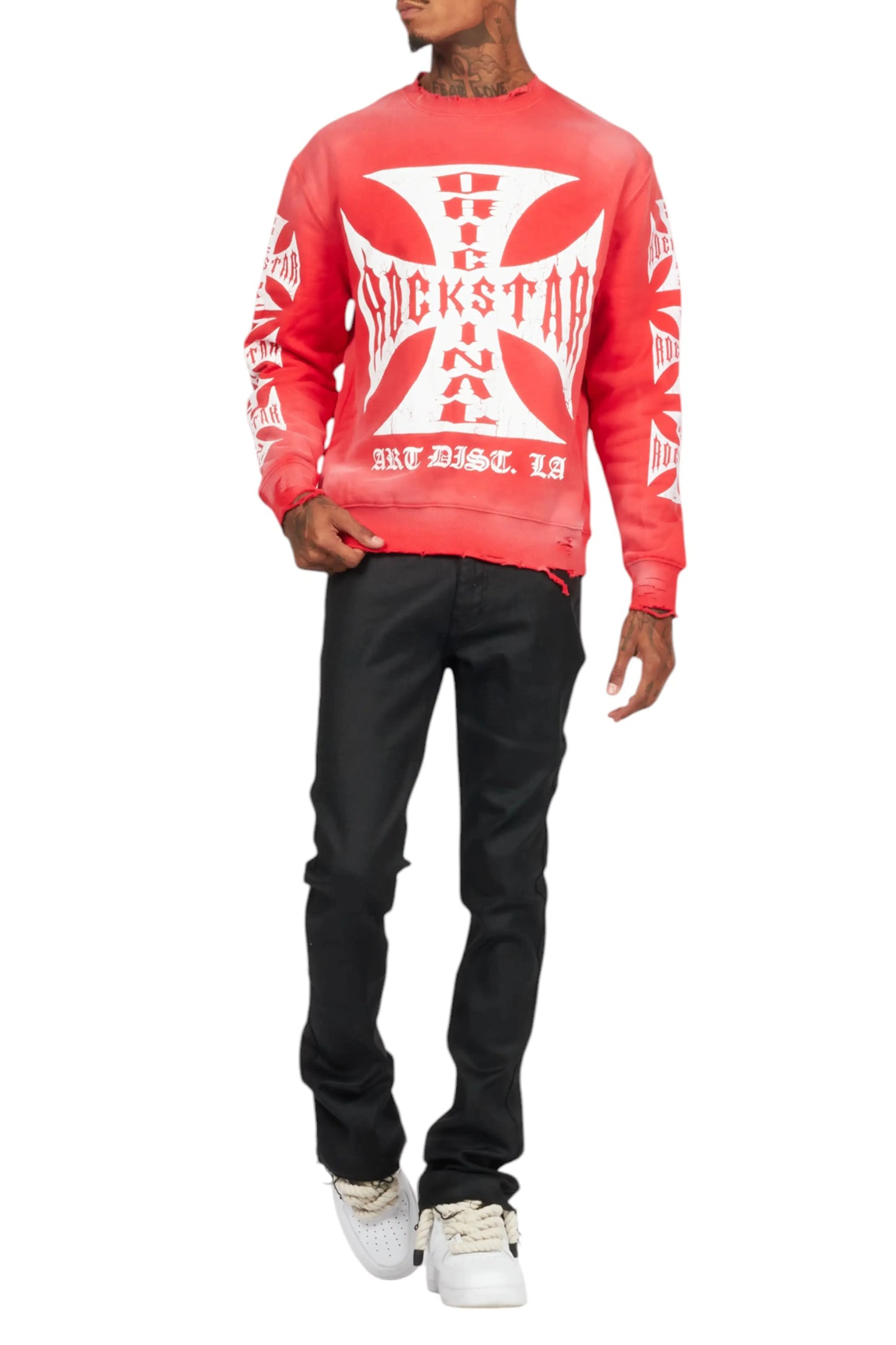 Rebe Black Coated Stacked Flare Jean