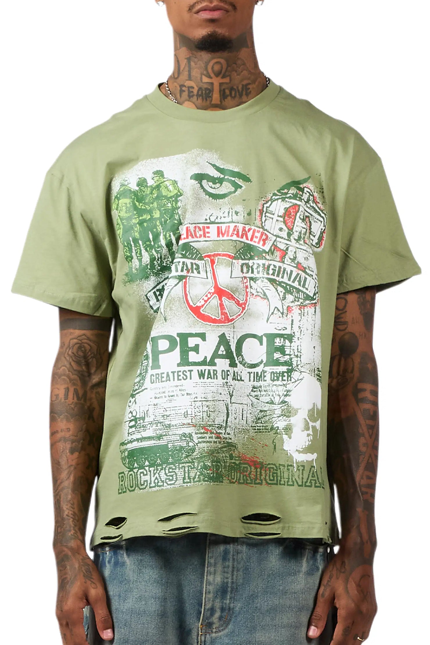 Saeko Olive Oversized Graphic T-Shirt