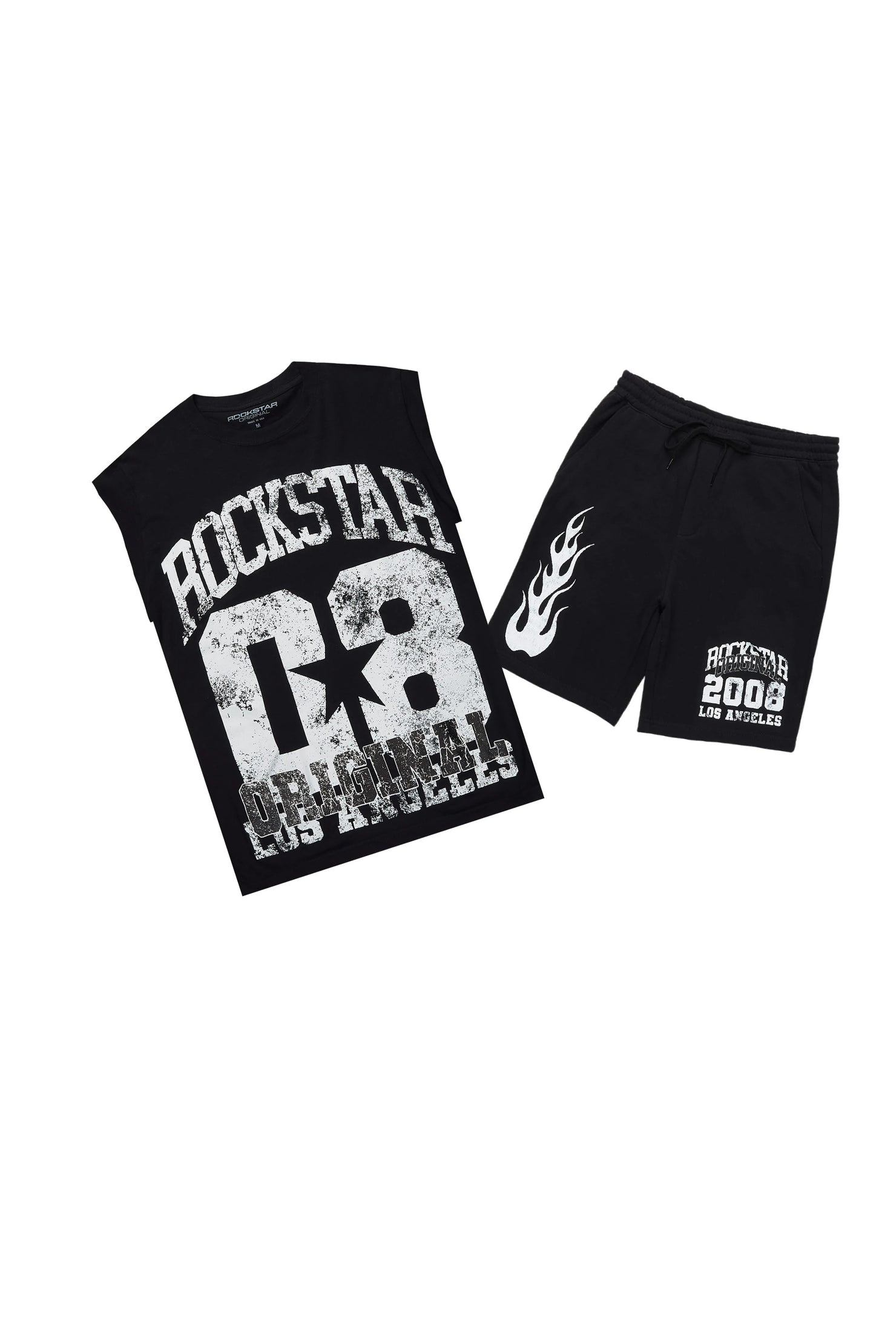 Edel Black Cut Sleeve T-Shirt Short Set
