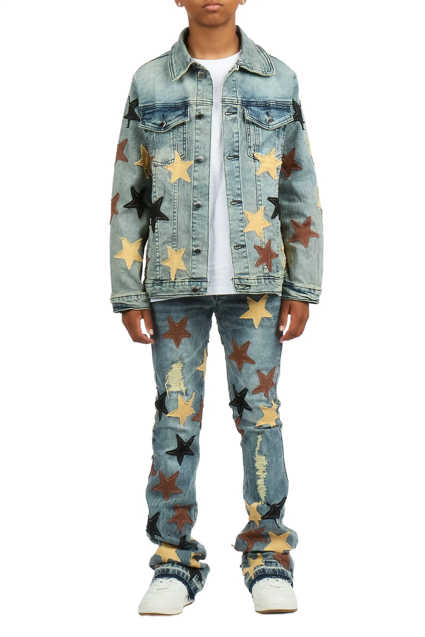 Boys Starlane Tint Denim Jacket & Stacked Jean Set