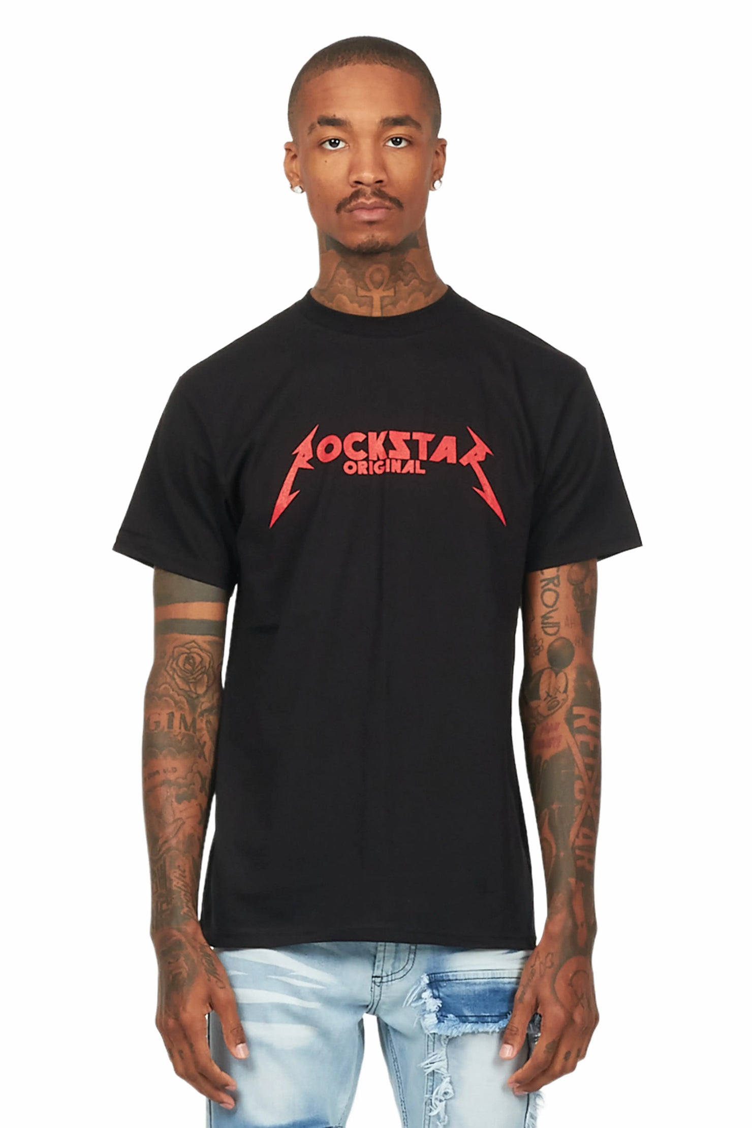 Diogo Black/Red Printed T-Shirt