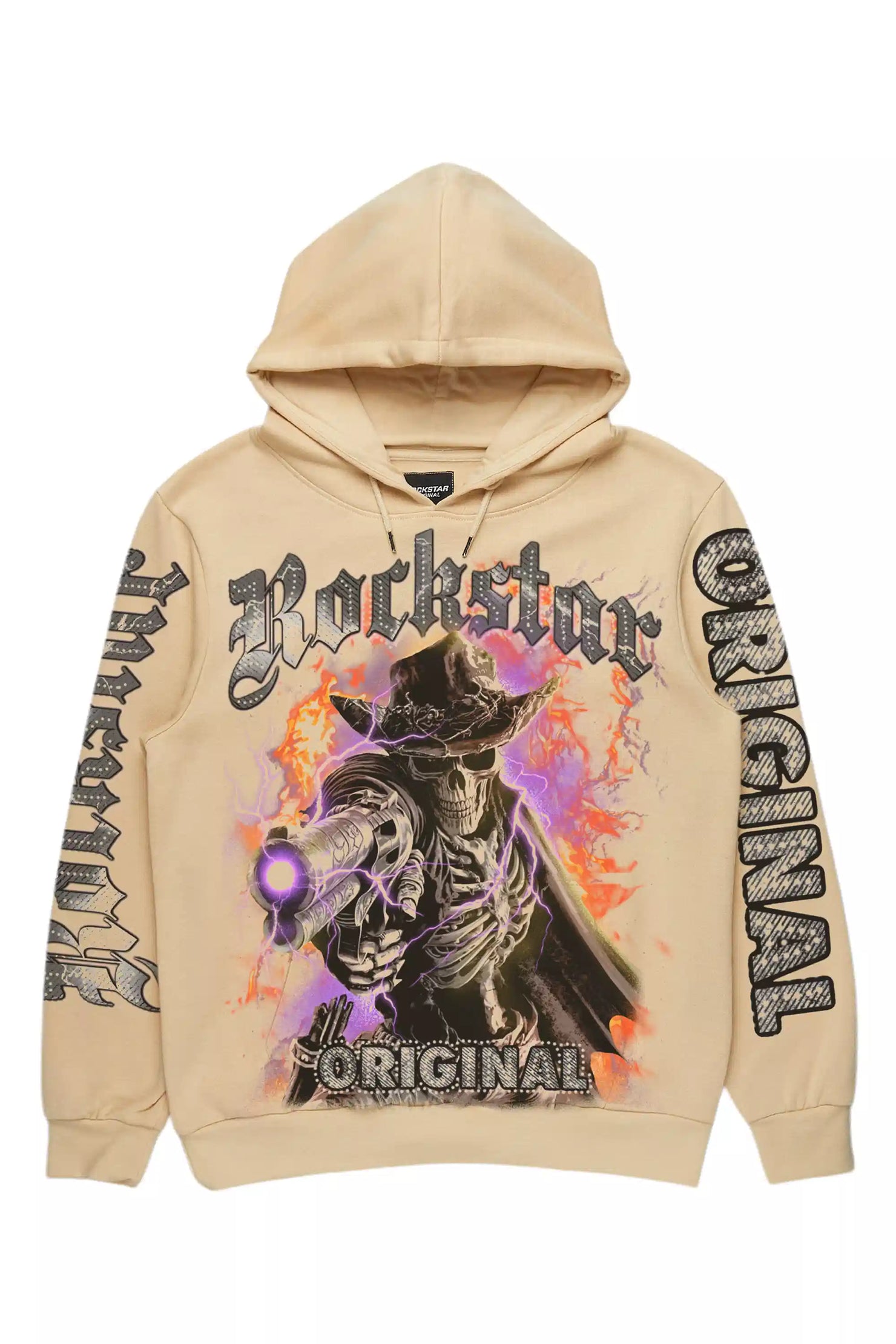 Bixner Beige Rhinestone Oversized Hoodie