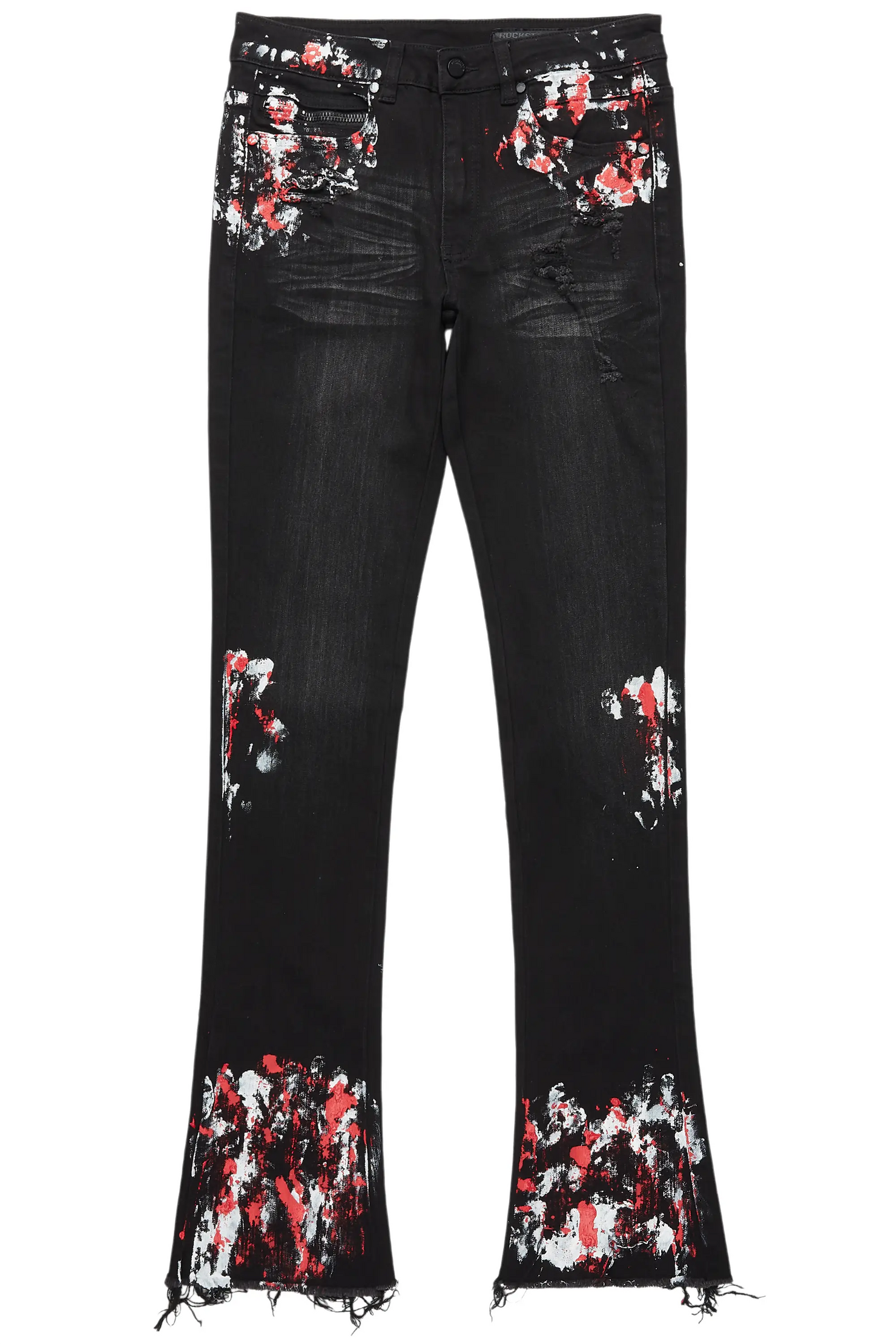 Kodak Black/Red Painter Stacked Flare Jean