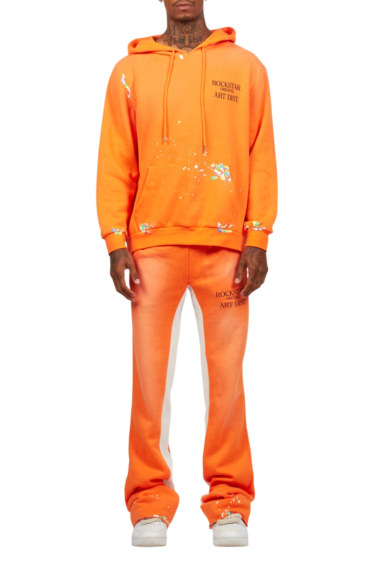 Rockstar Art Dist. Orange Hoodie/Baggy Track Pant Set