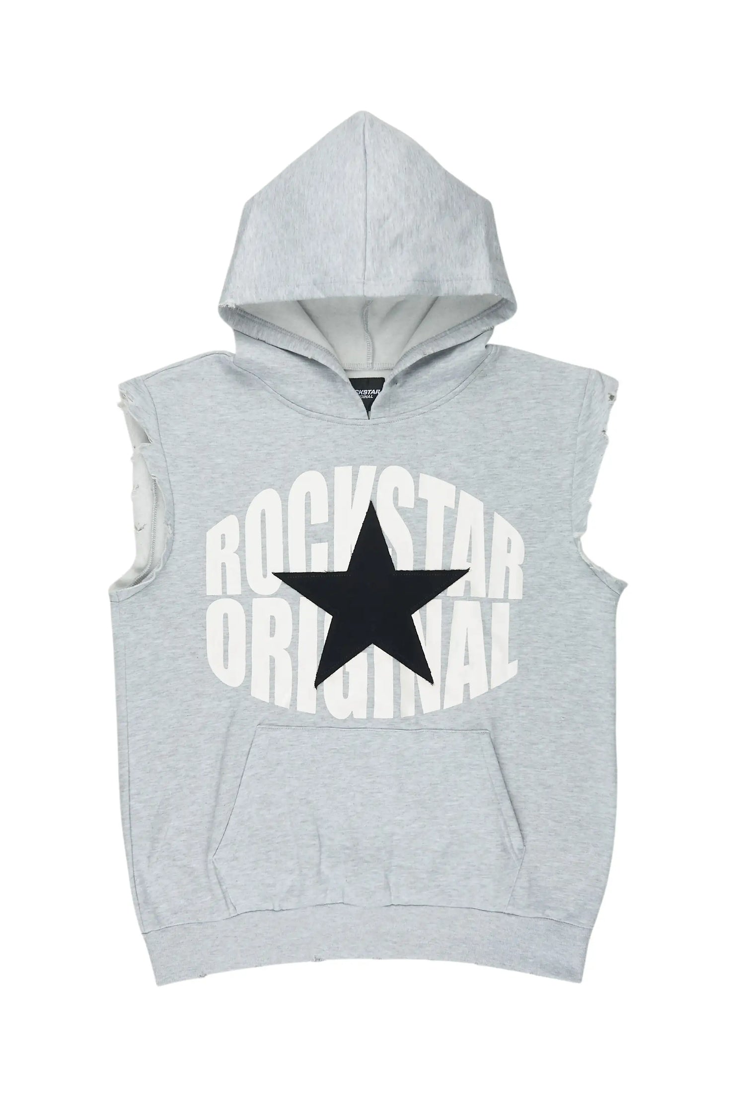 States 2.0 Heather Grey Cut Sleeve Hoodie